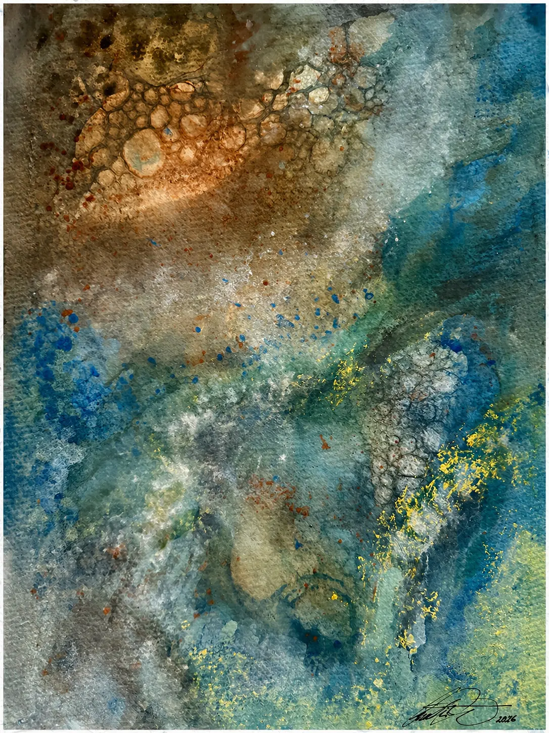 Akvarell Inner Tides 6 Orginal akvarell av Cecilia Larsdotter