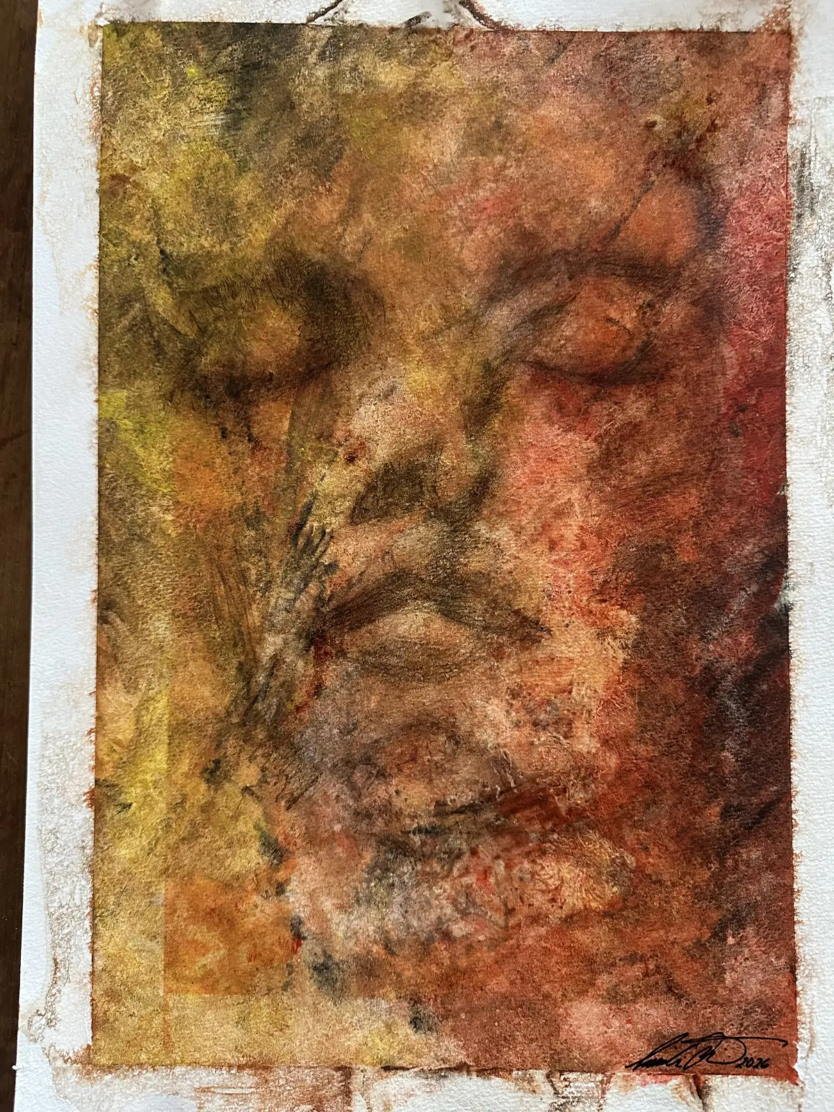 Akvarell DreamLover 2 Orginal akvarell, kol/ watercolors, drawn in charcoal av Cecilia Larsdotter