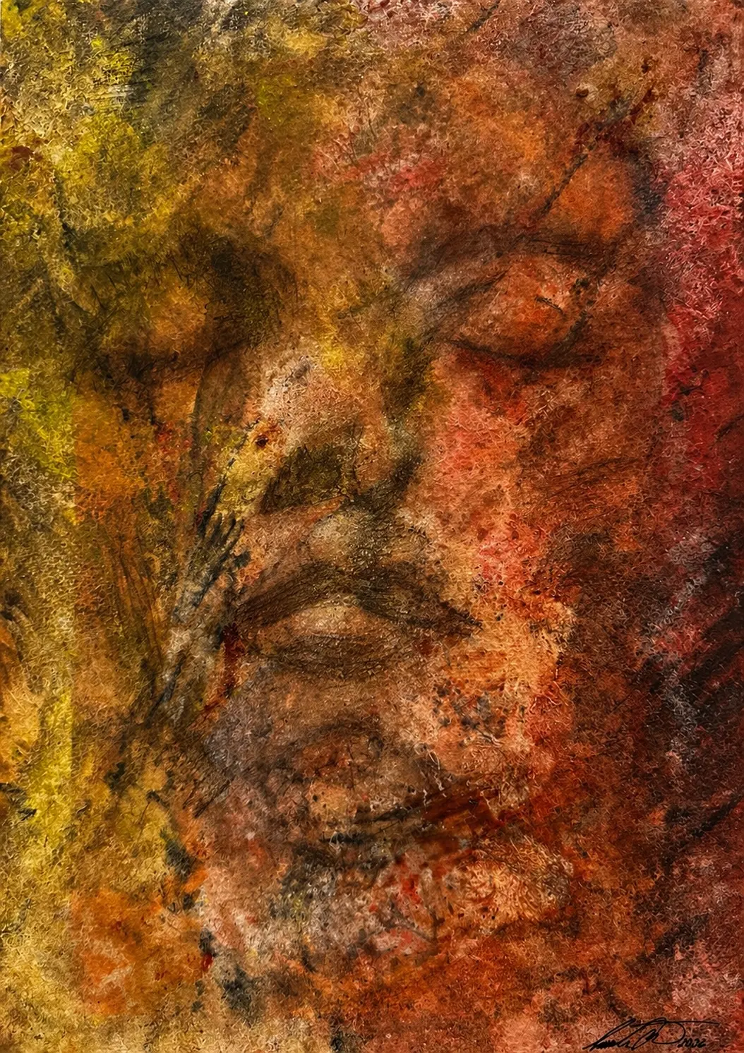 Akvarell DreamLover 2 Orginal akvarell, kol/ watercolors, drawn in charcoal av Cecilia Larsdotter