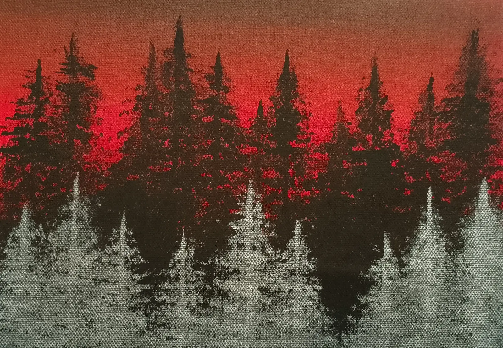 Akrylmålning Skogsröd av Lilith Linnéa Hägg