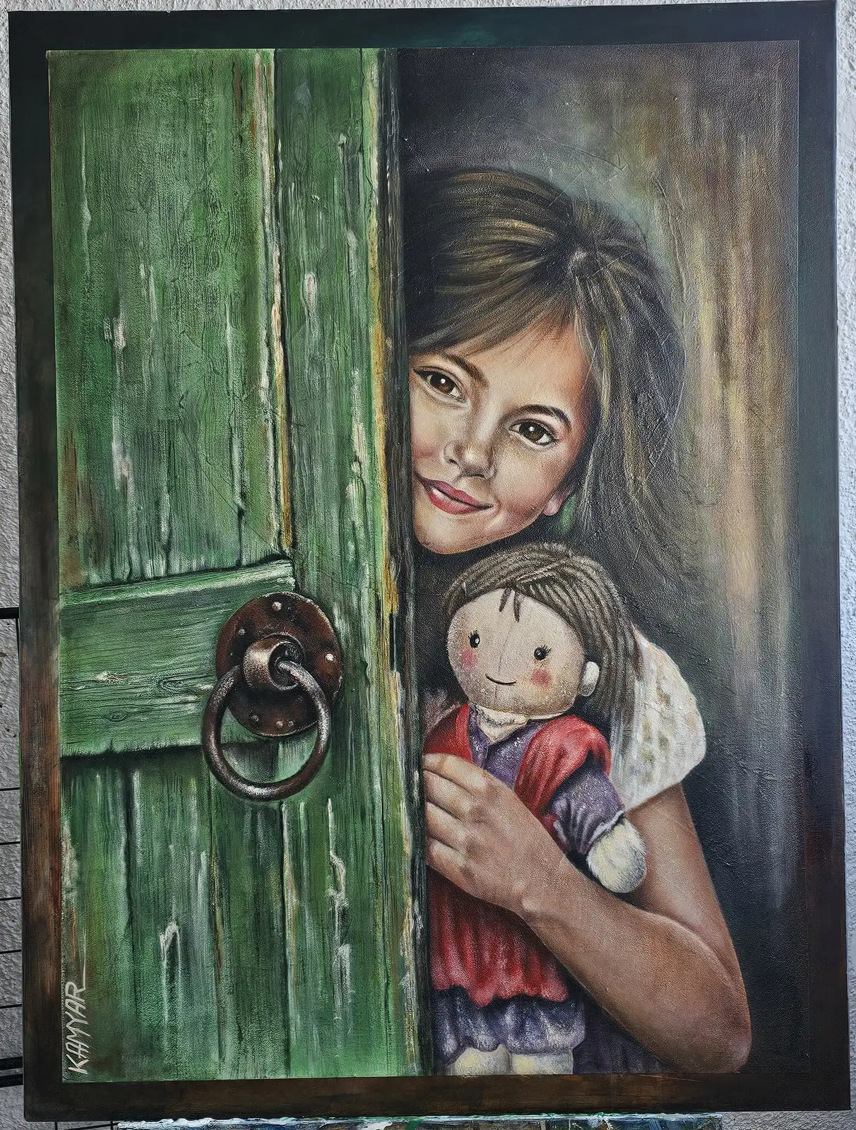 Akrylmålning Happy girl av Kamyar Kaviani