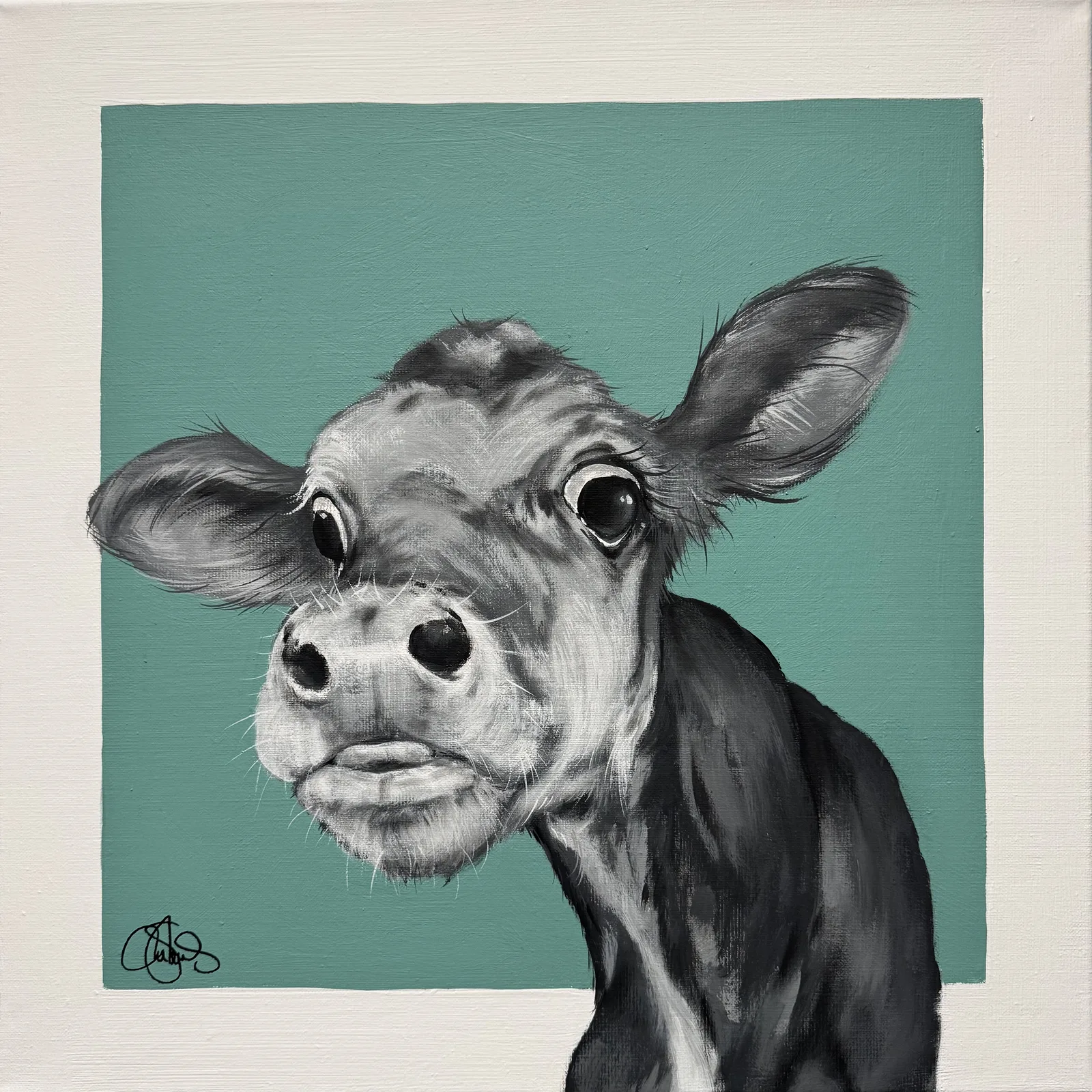 Akrylmålning COW 521 Noodle av Matilda Skoglund