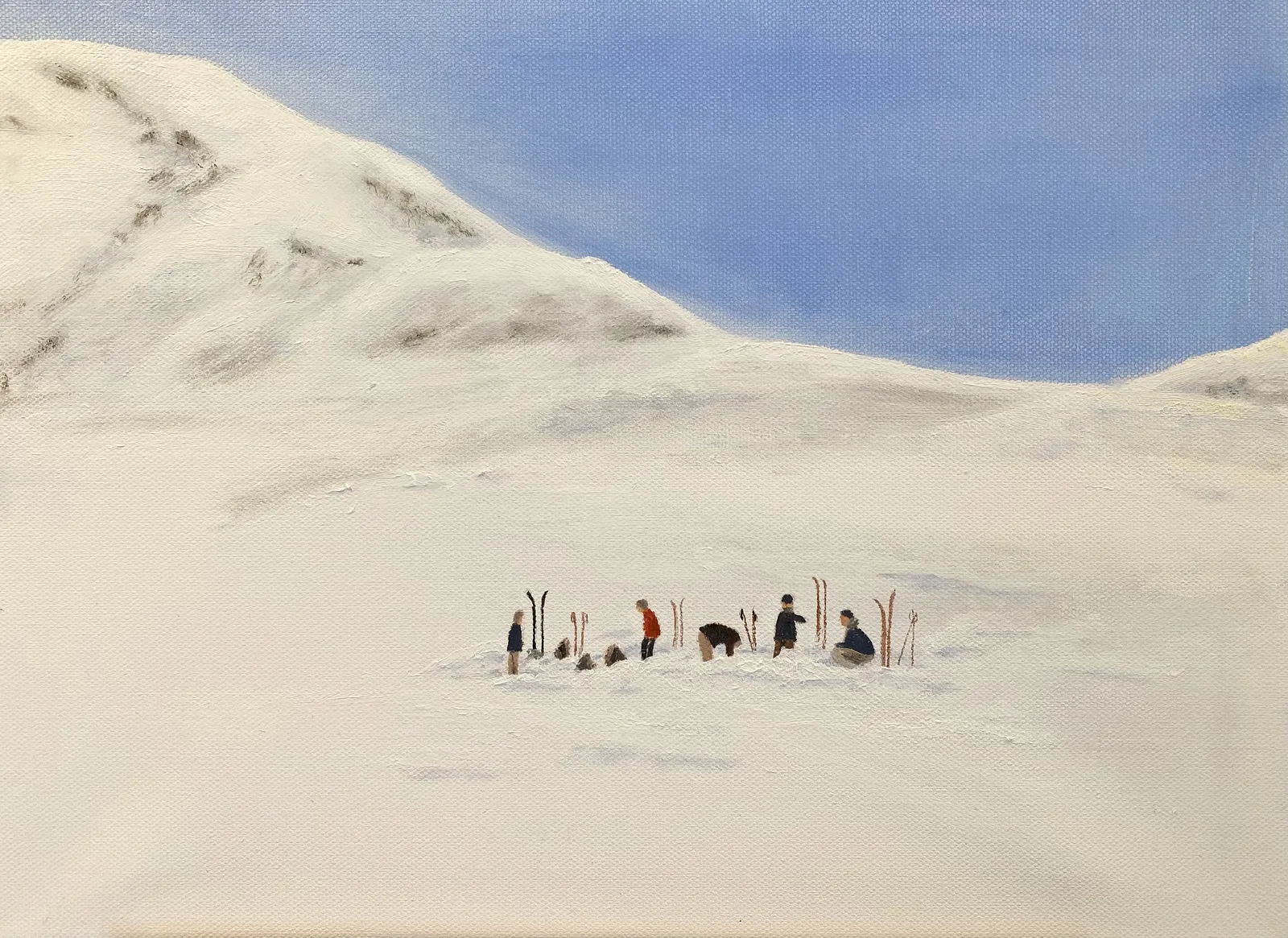 Oljemålning Fikapaus på fjället av Eva Lundqvist