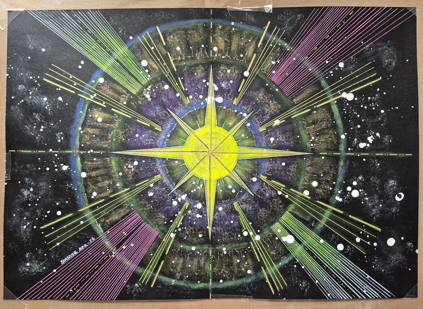 Akrylmålning Sol kompassen av SolVise