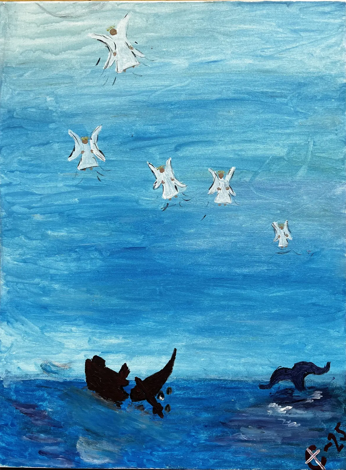 Akrylmålning Skepp i kvav av Robert Christensen