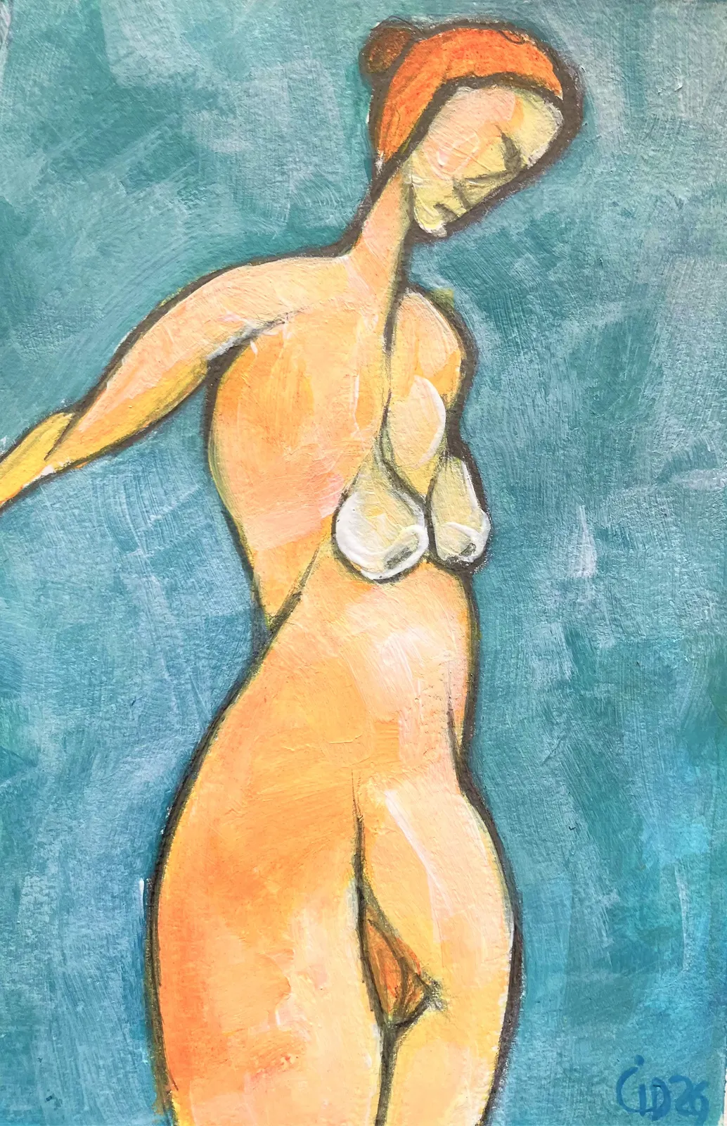 Akrylmålning Naken modell Akt av Calin Ion Deas