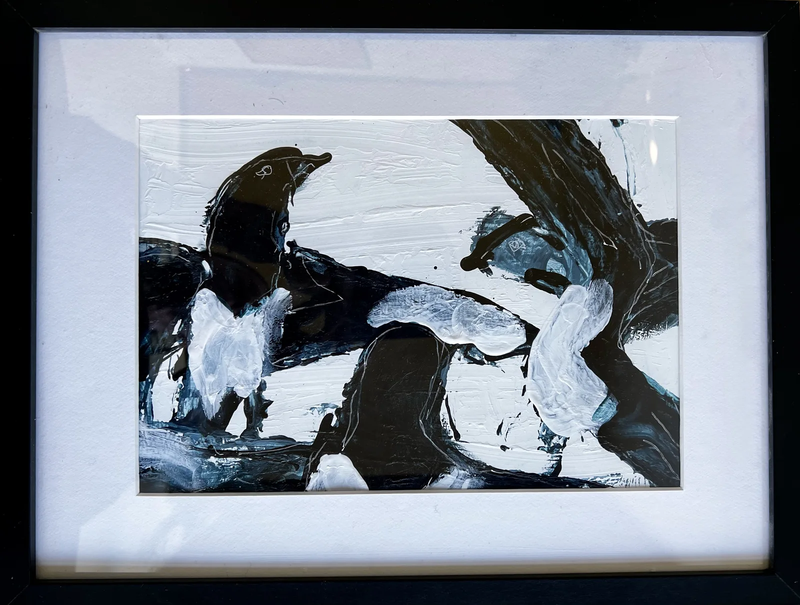 Akrylmålning Skata 37  Titel: Ledaren I dimman. av Tom Kvém