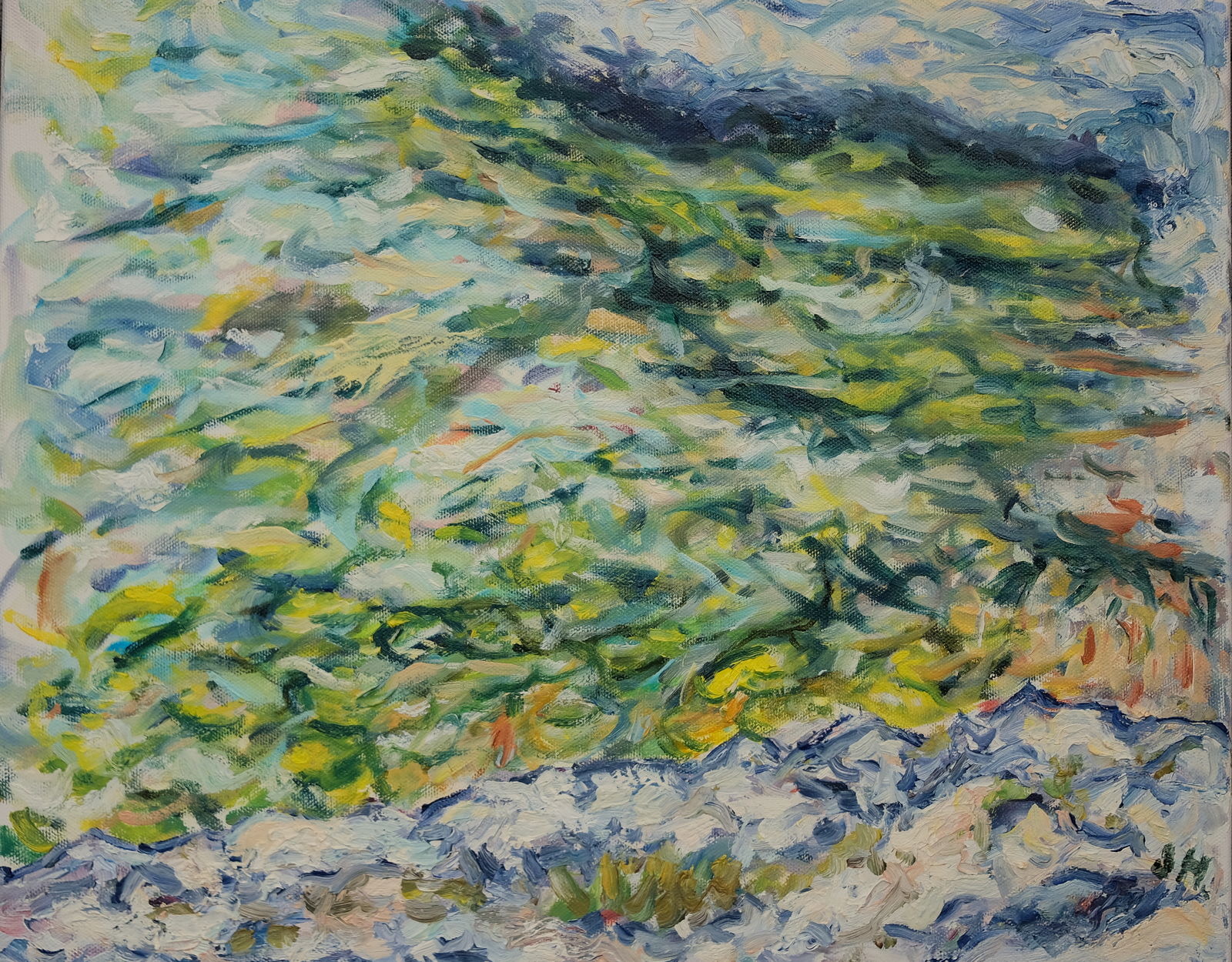 Oljemålning Klippor och vatten av Jonas Hansson