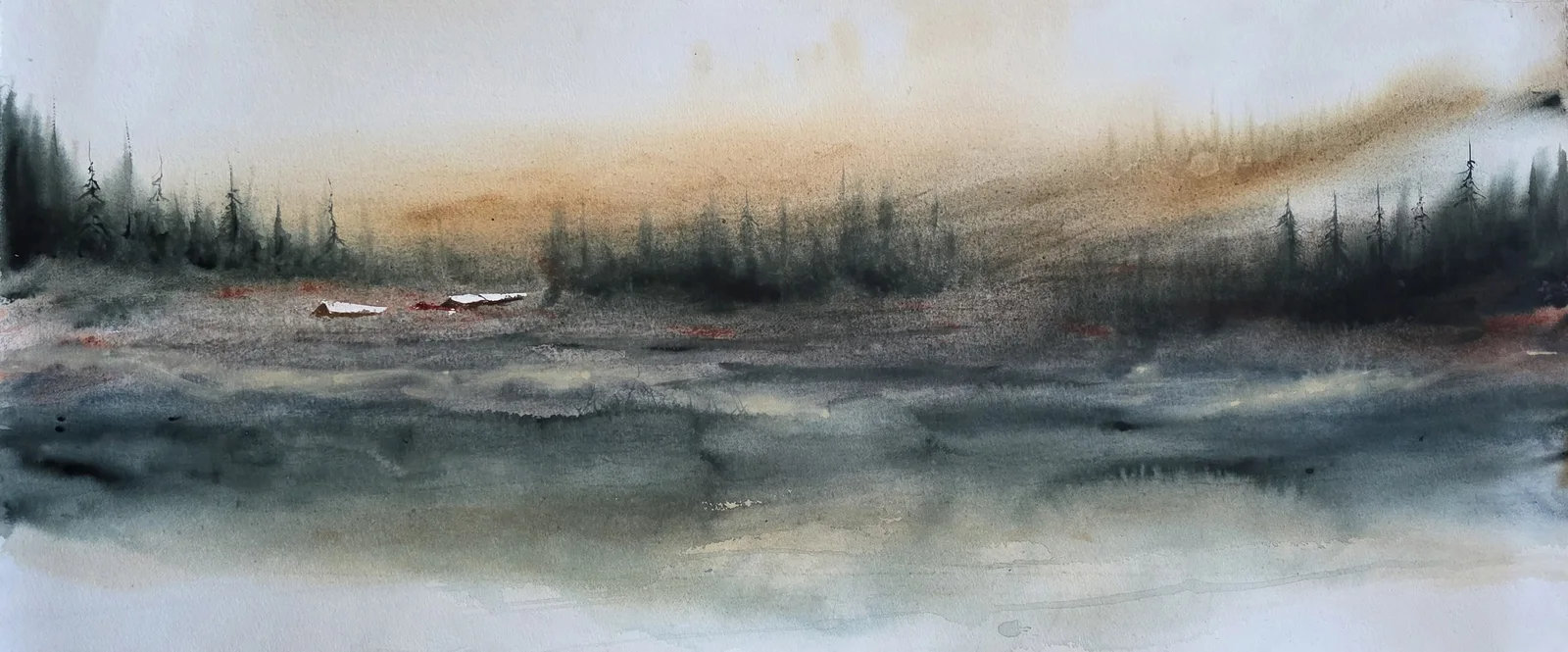 Akvarell Held in stillness av Pernilla Carlsson