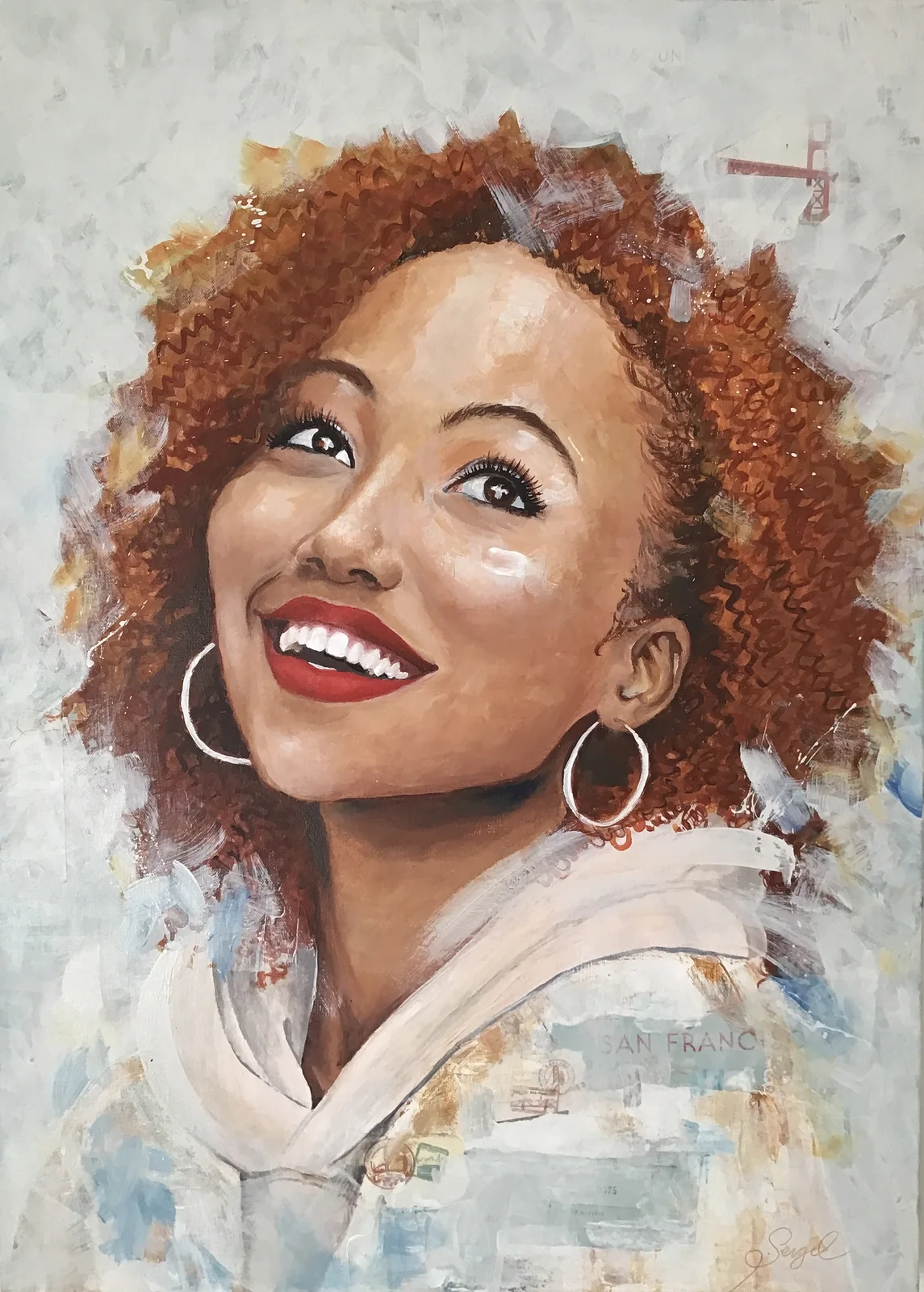 Akrylmålning San Fransisco av Pernilla Sergel