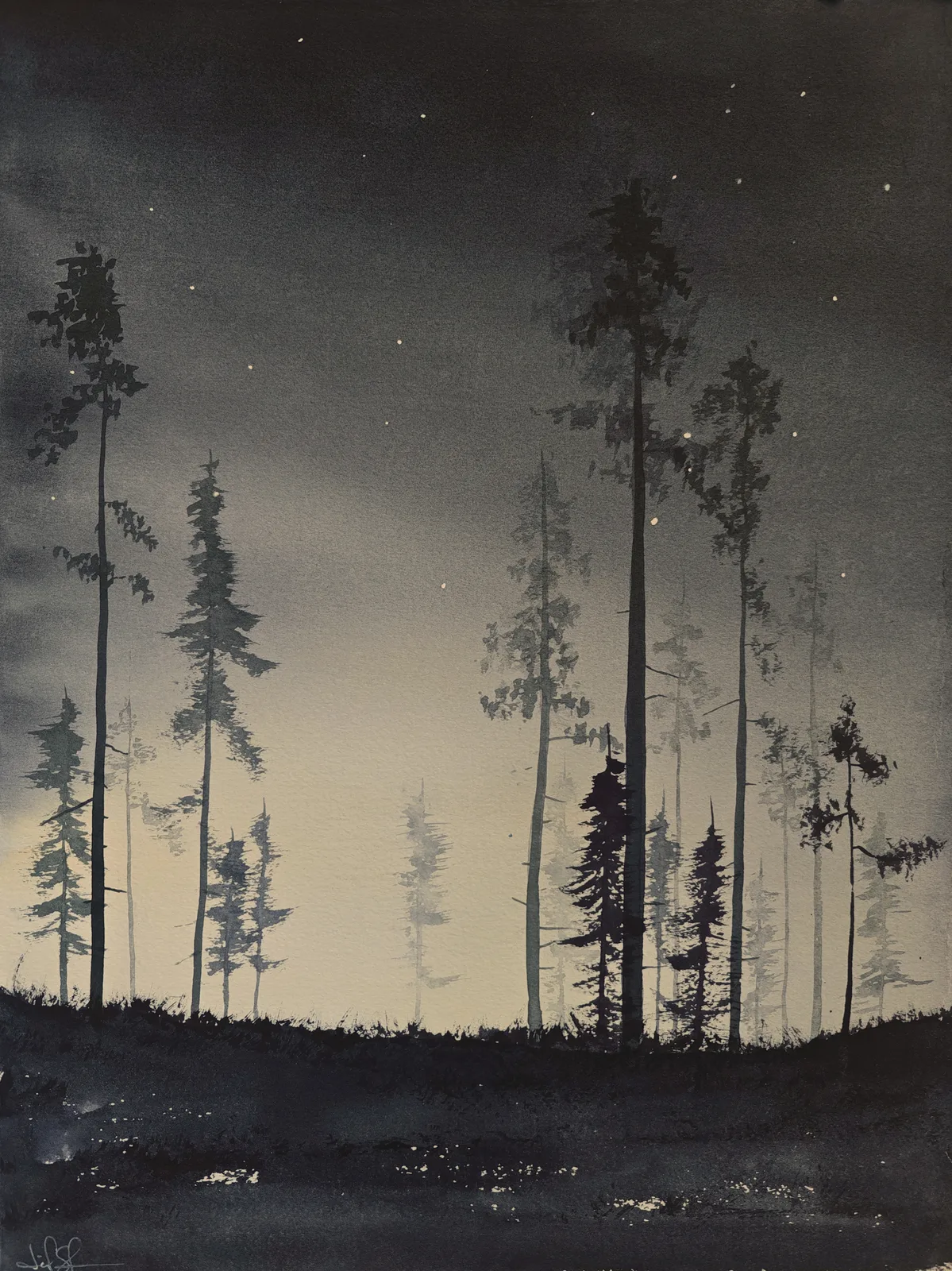 Akvarell Stjärnklart av Leif Stavgren