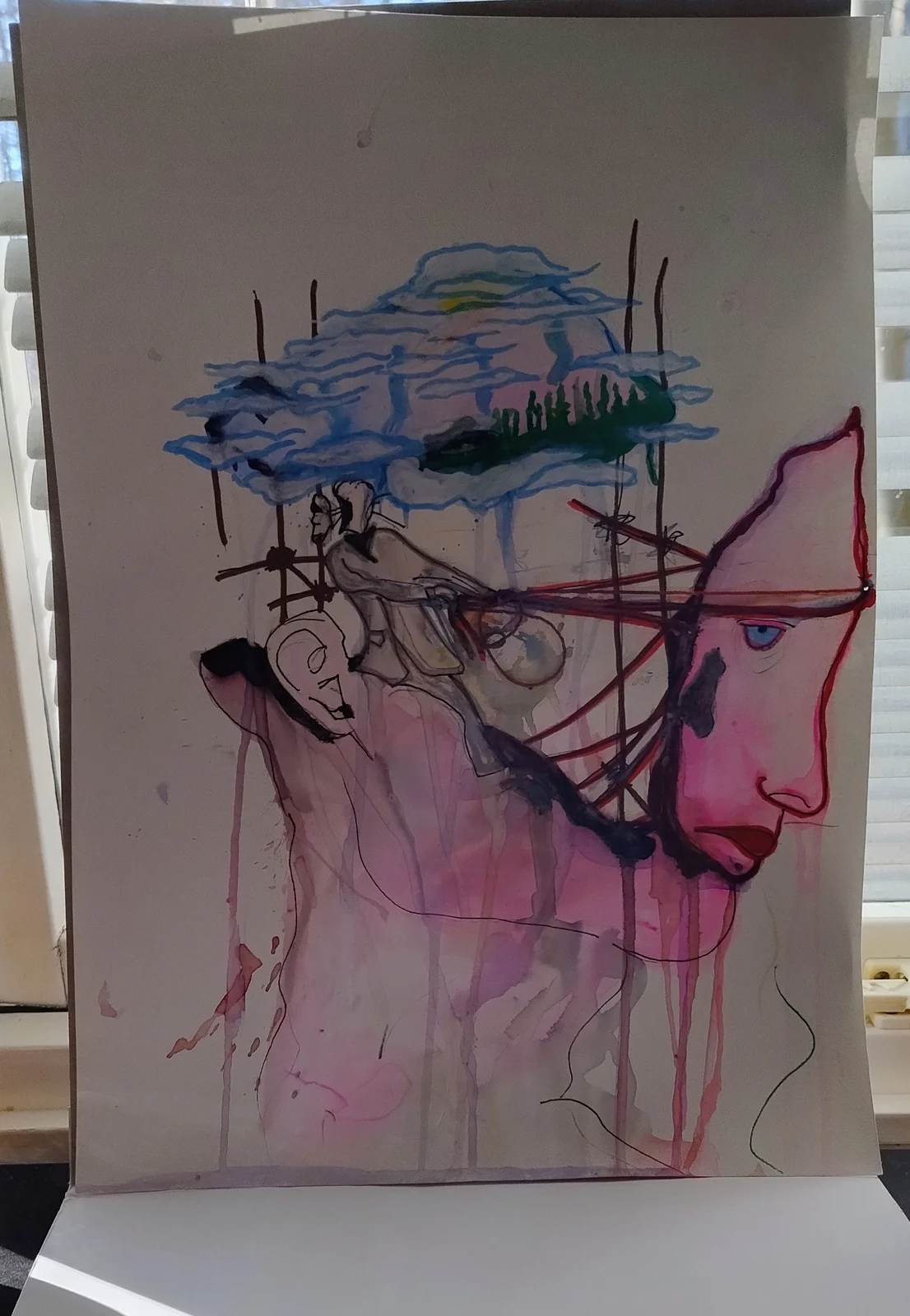 Akrylmålning Ansikte av FIA HÅKANSSON