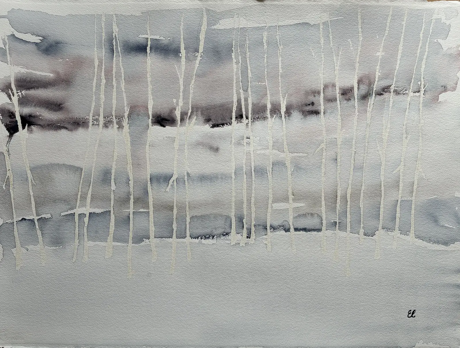 Akvarell Vinterljus i skymningen av Eva Sofia Liljestrand