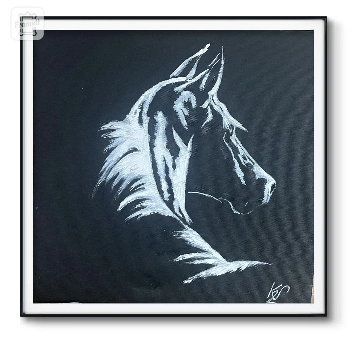 Akrylmålning Ghost Horse av Zsuzsanna Kara