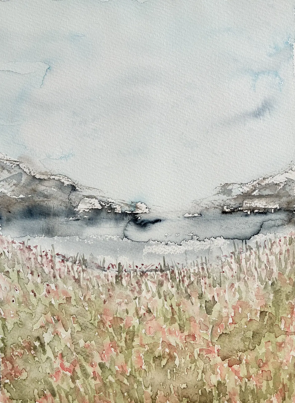 Akvarell Dimmlåga skärgård II av Eva Sofia Liljestrand