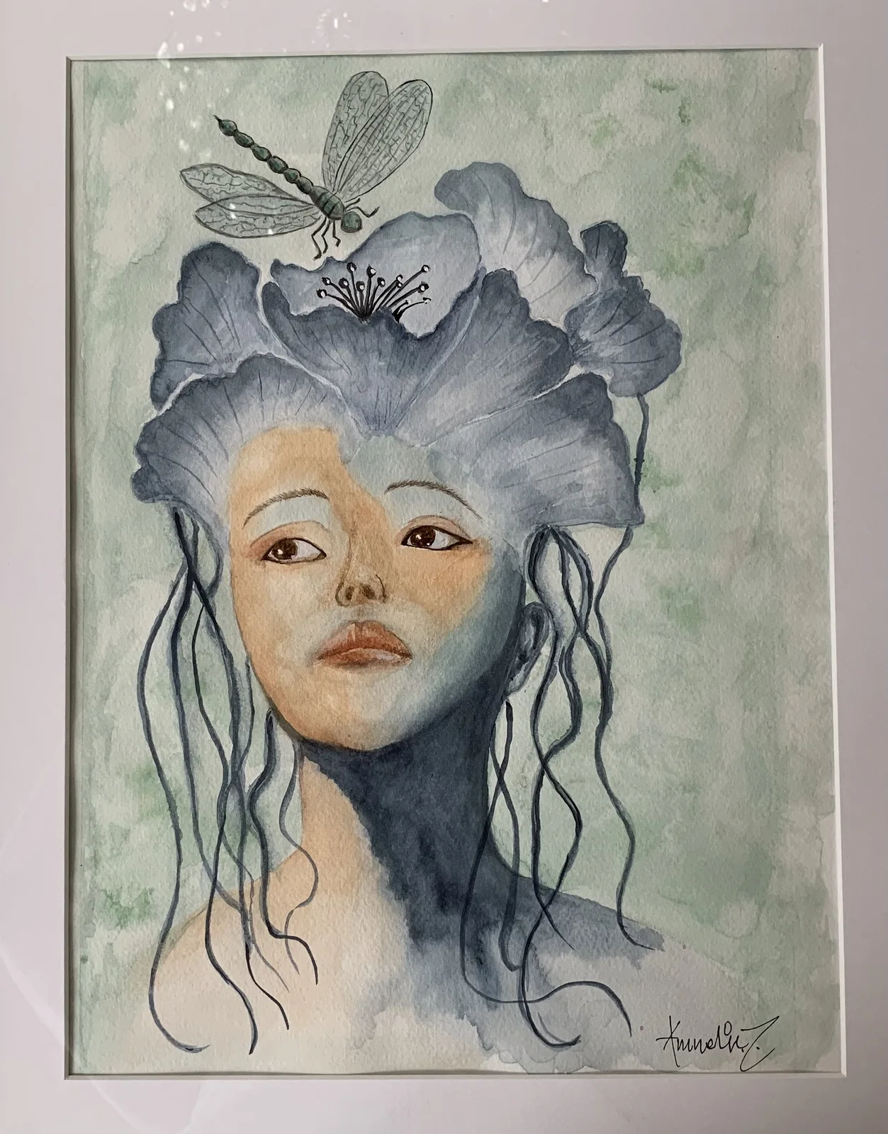 Akvarell Trollsländans viskning av Annelie Johansson