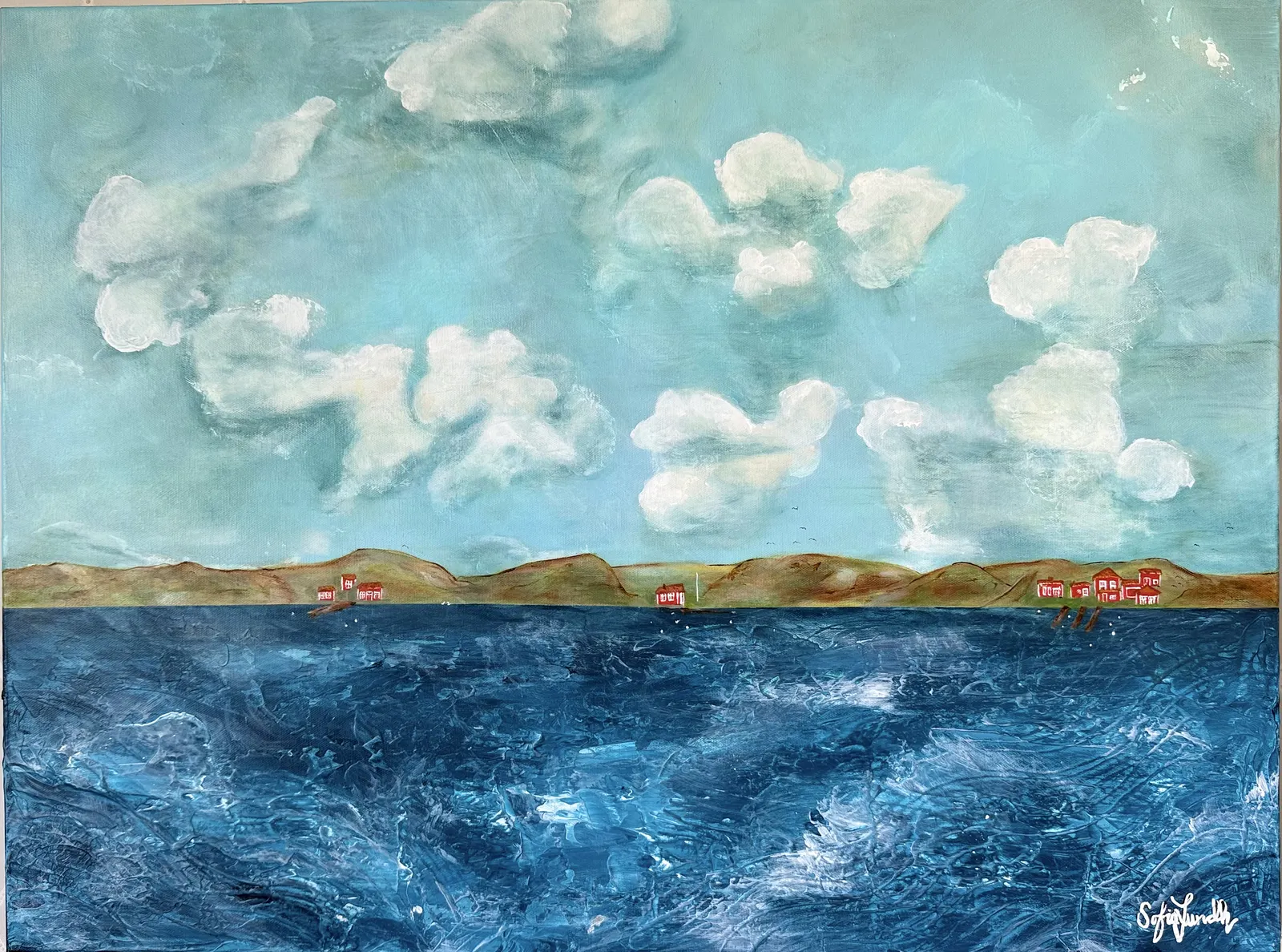 Akrylmålning Skärgård av Artflow Sofia Lundh