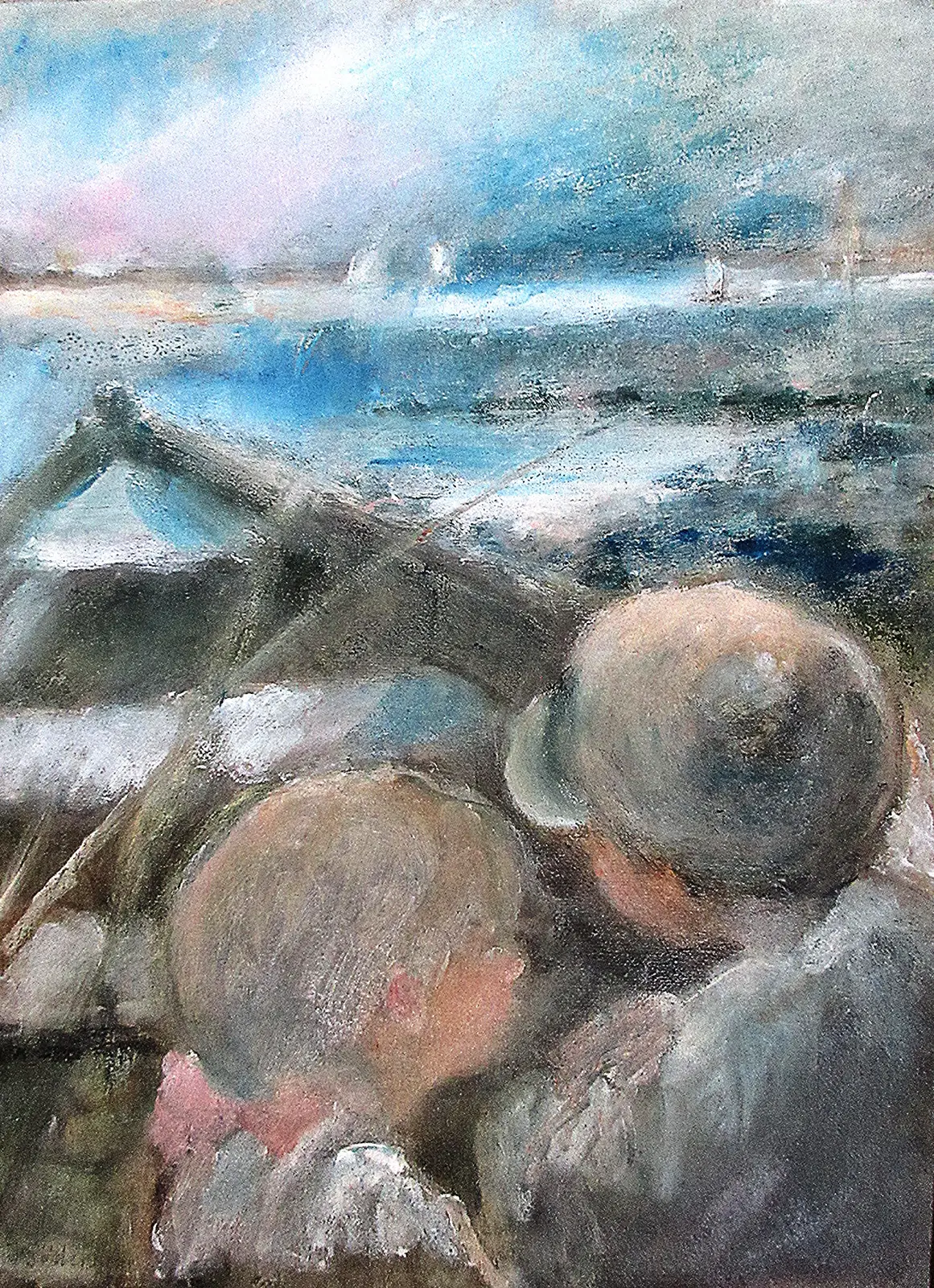 Oljemålning Väntan på kaptenen av Jan Söderman