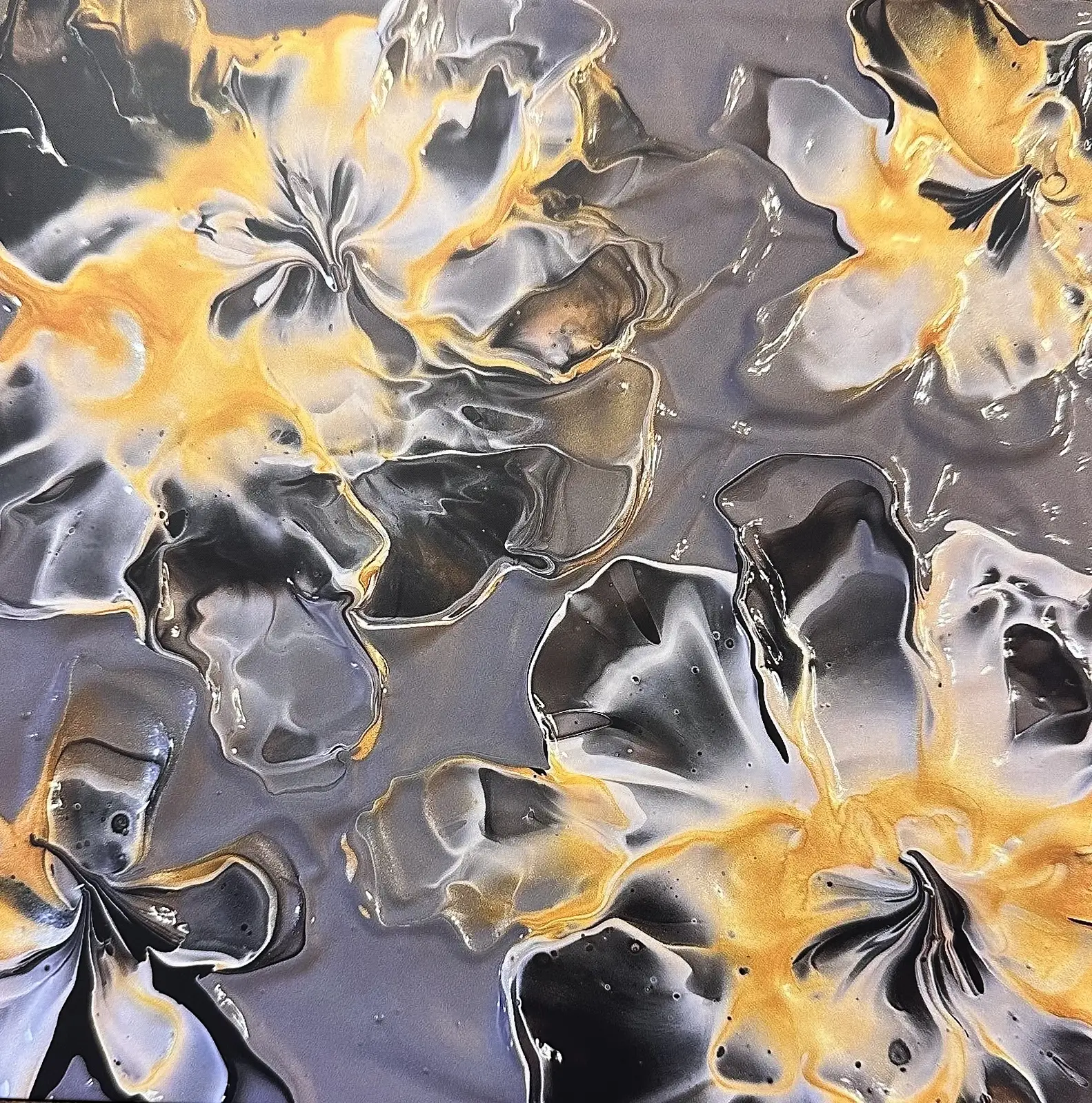 Akrylmålning Golden Flow av Marita Styrlander