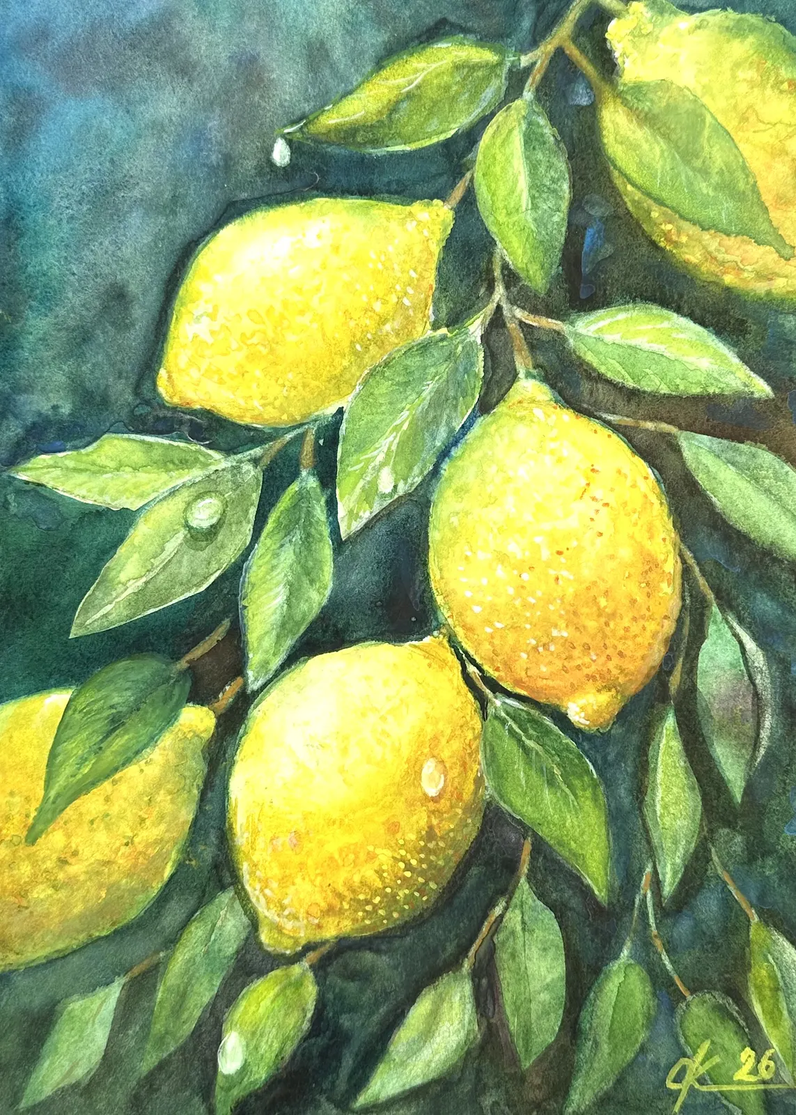 Akvarell Citron friskhet av Olga Kharyakova