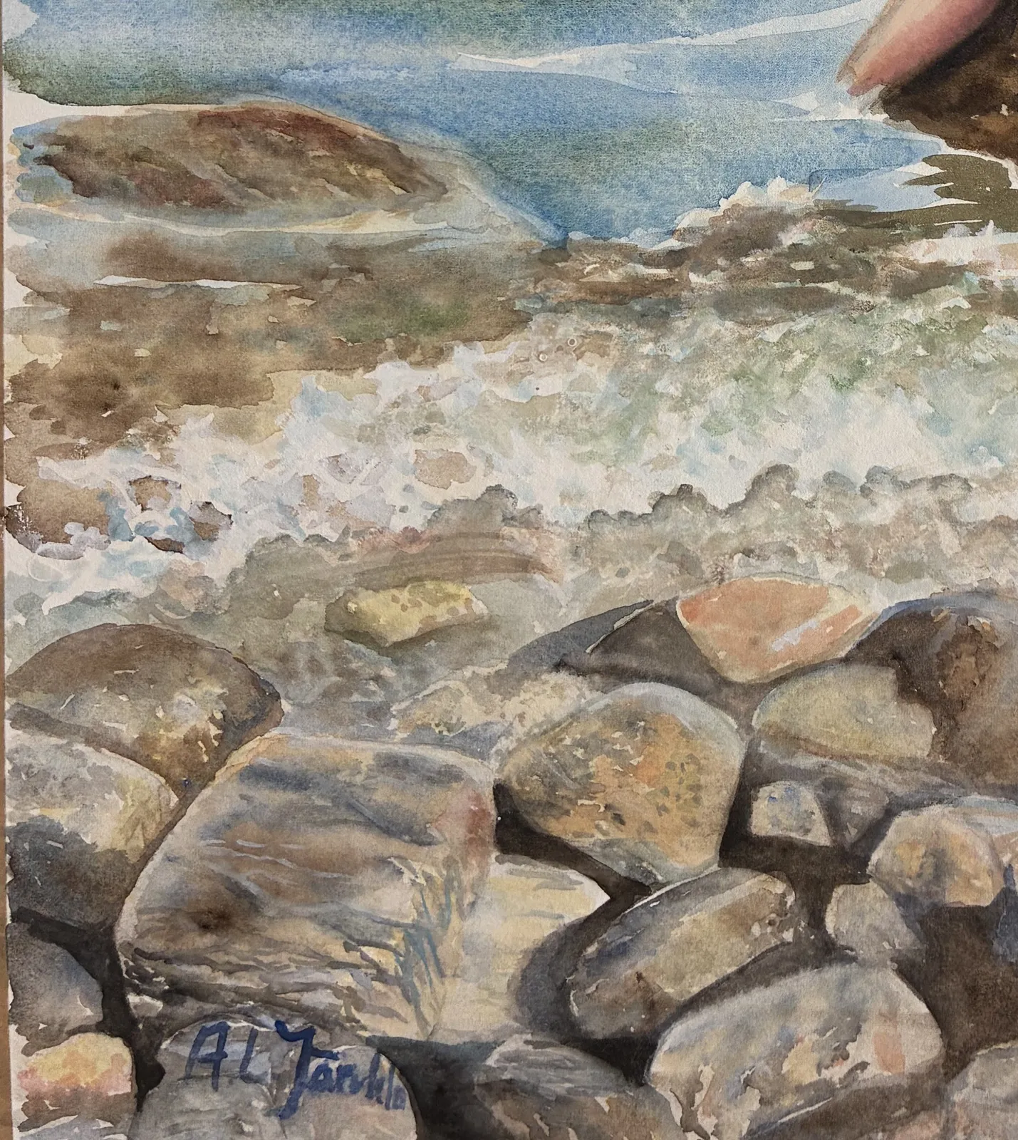 Akvarell En detalj av akvarellen Baddag på Gotland av Ann-Louise Järvklo