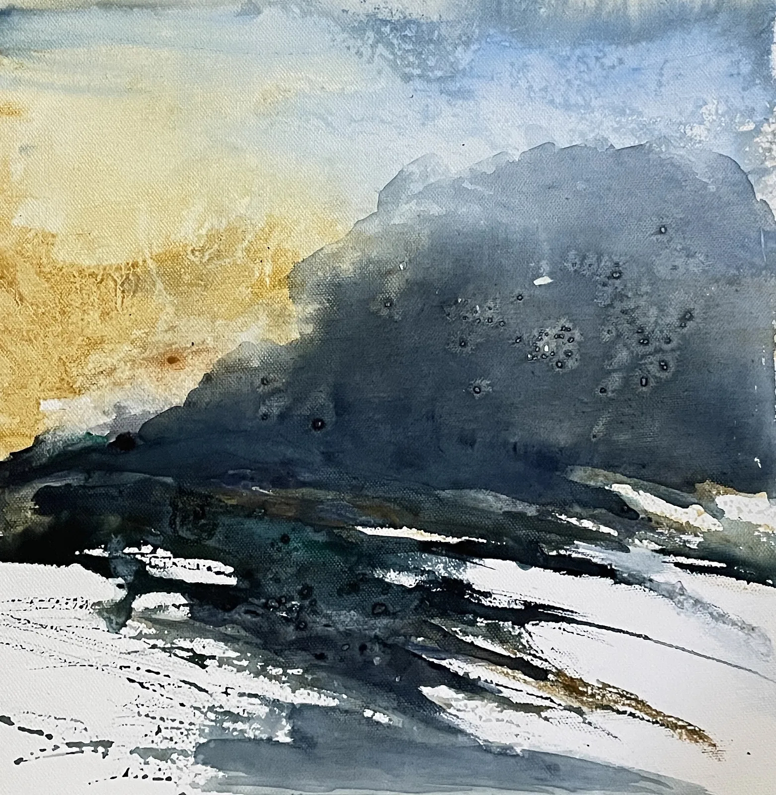 Akvarell Skuggor över snön av Gunilla Tuvin