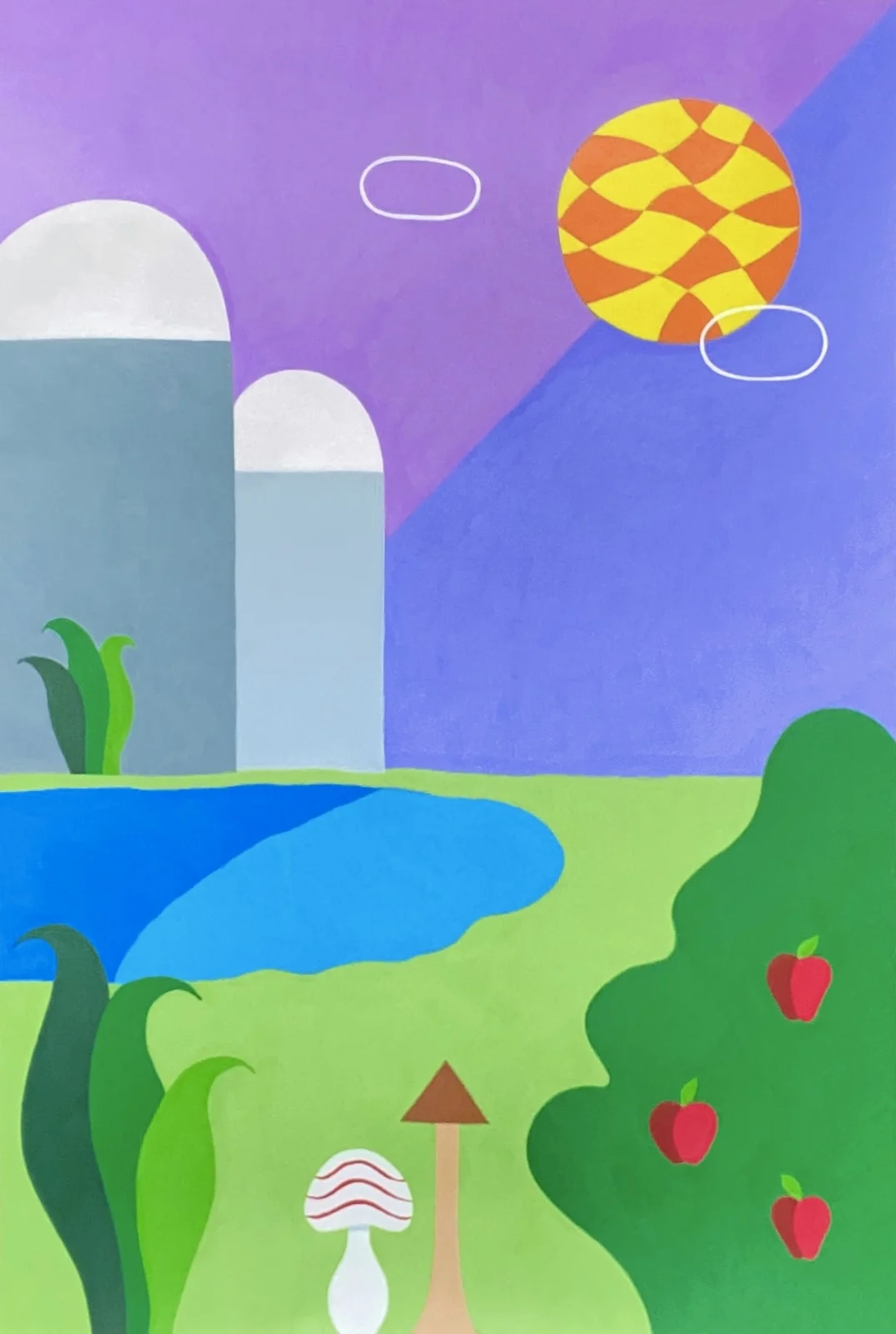 Akrylmålning Svampar av Rebecca Zhu Hansson