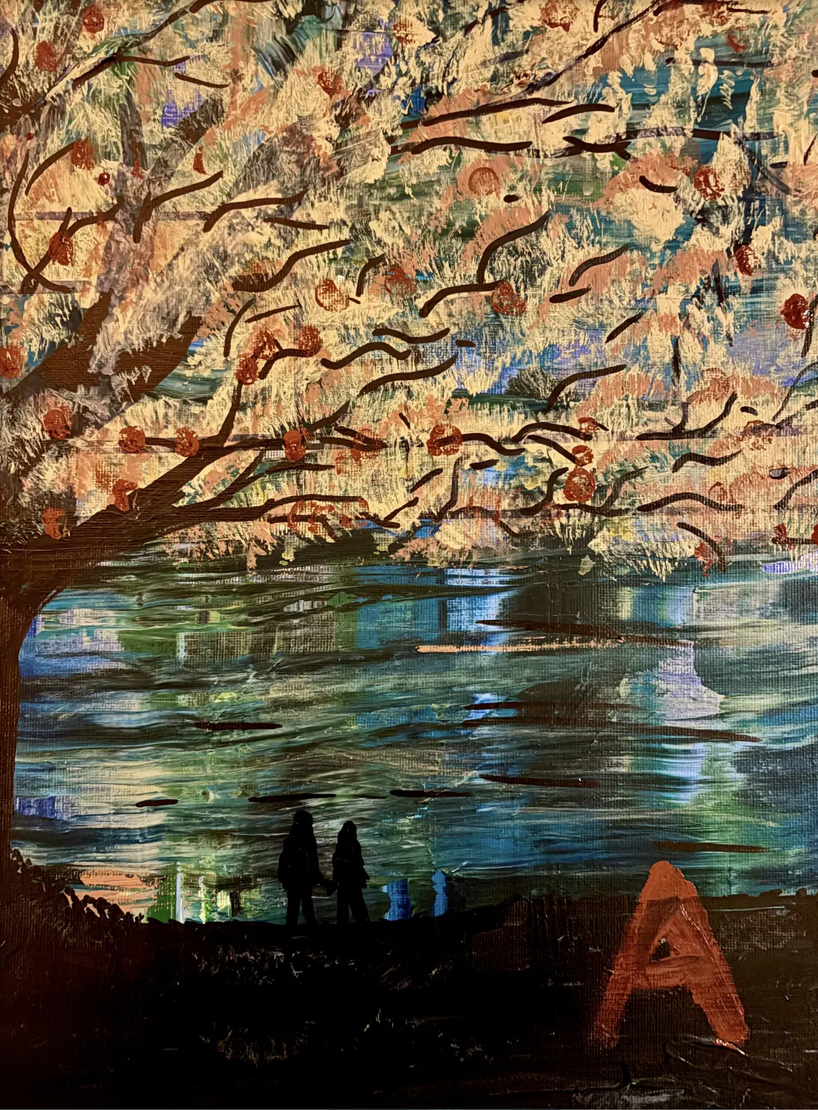 Akrylmålning Stadens ljus av Anneli Werelius