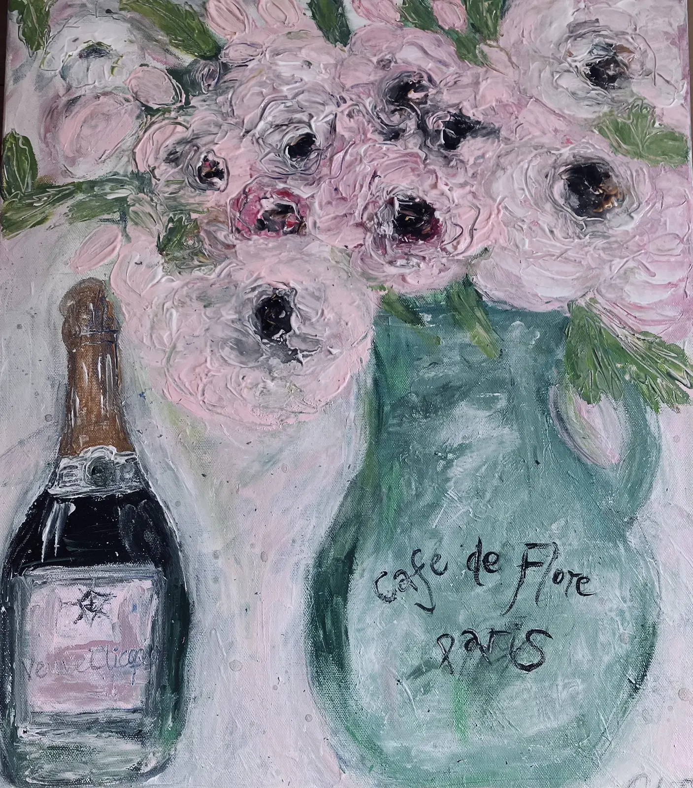 Akrylmålning Café de Flore av Charlotta Lagerberg Thunes