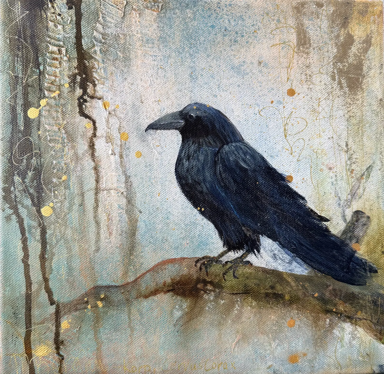Akrylmålning Raven av Monica Berglin