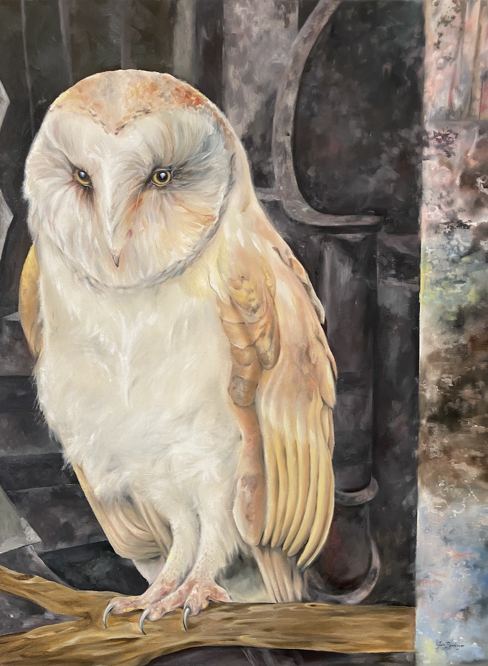 Oljemålning Uggla av Ida Bentinger