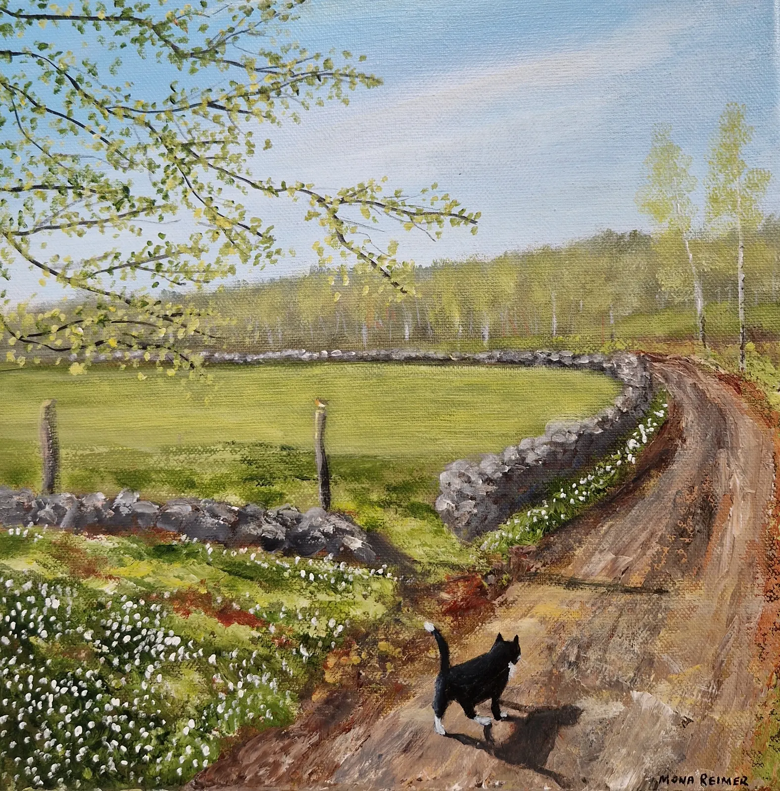 Akrylmålning Nä nu går jag hem av Mona Reimer