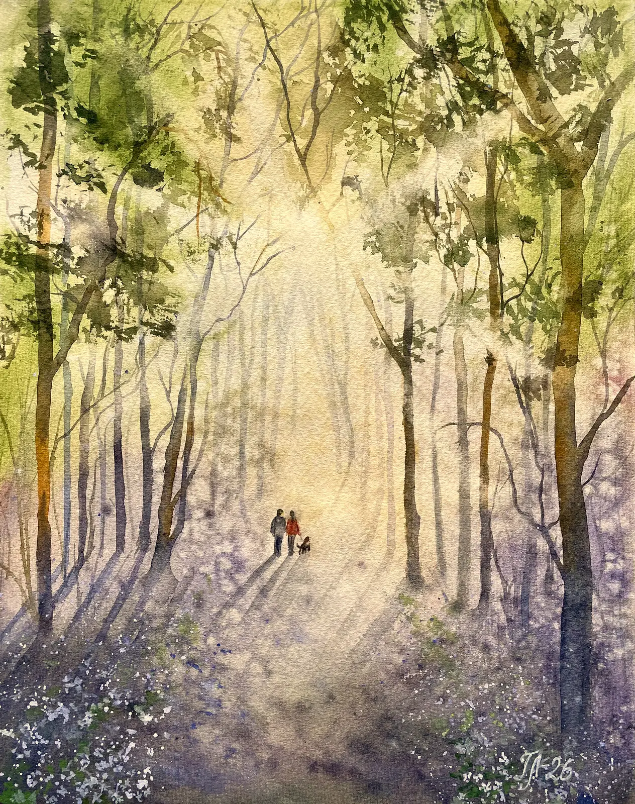 Akvarell Våren i skogen av Tanya Lundmark