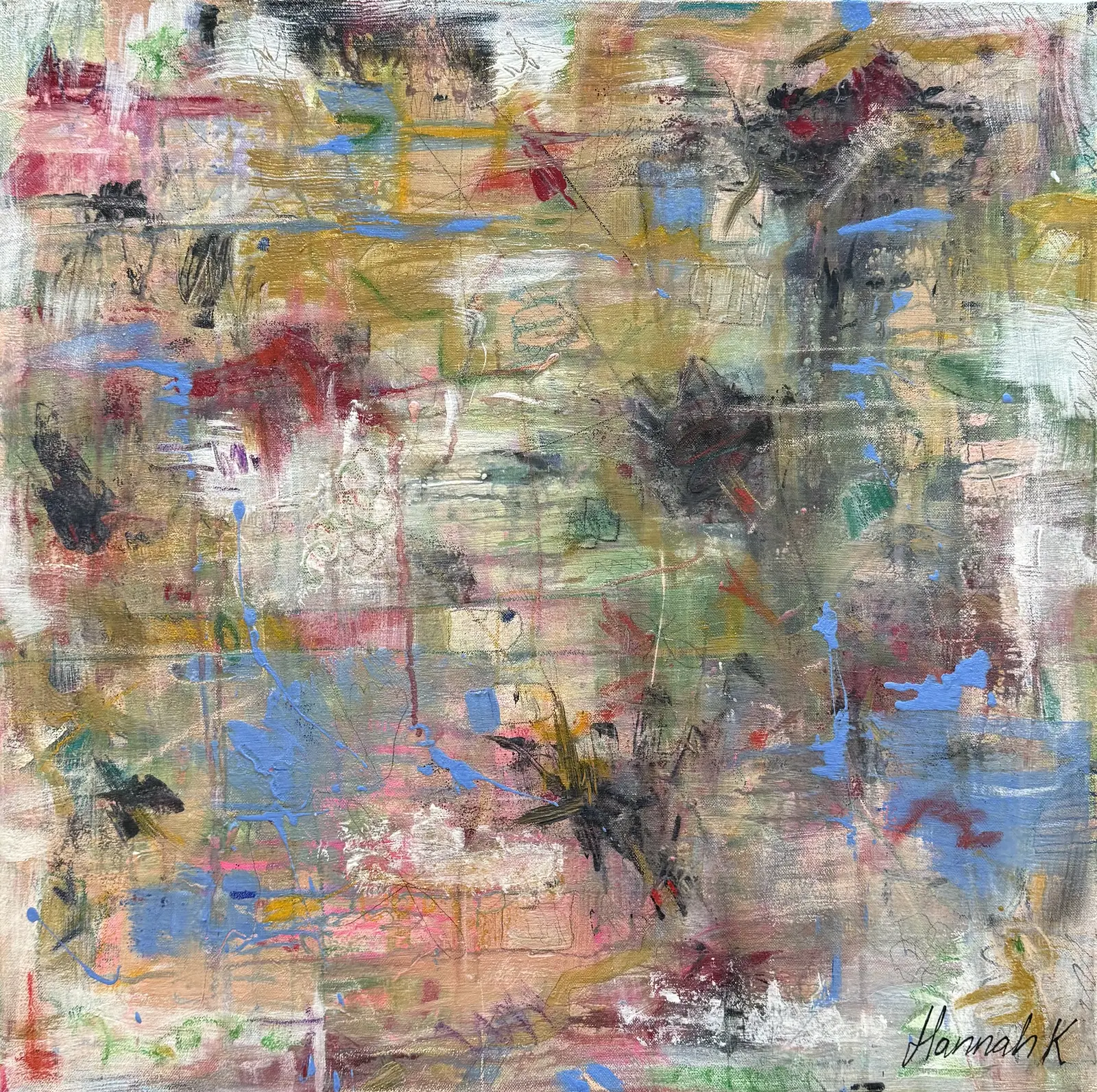 Akrylmålning Surface Memories av Hannah Karlsson