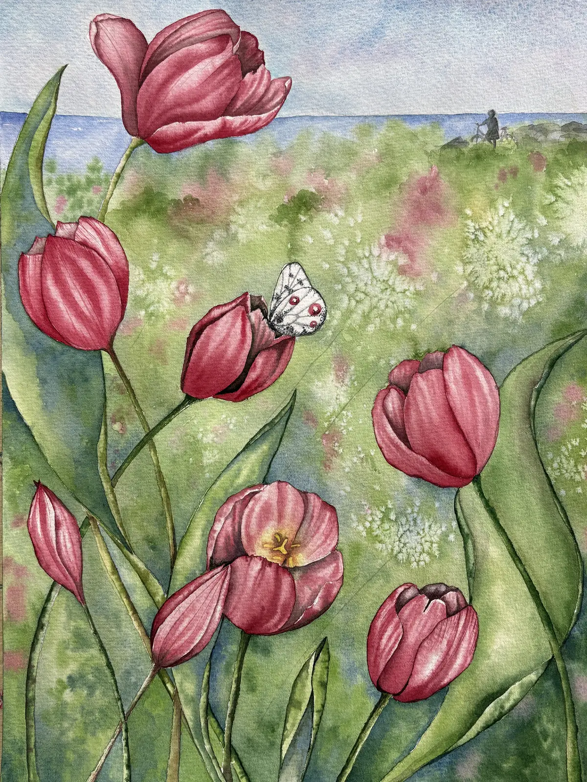 Akvarell Walk to Blufi av Carmen Gogan