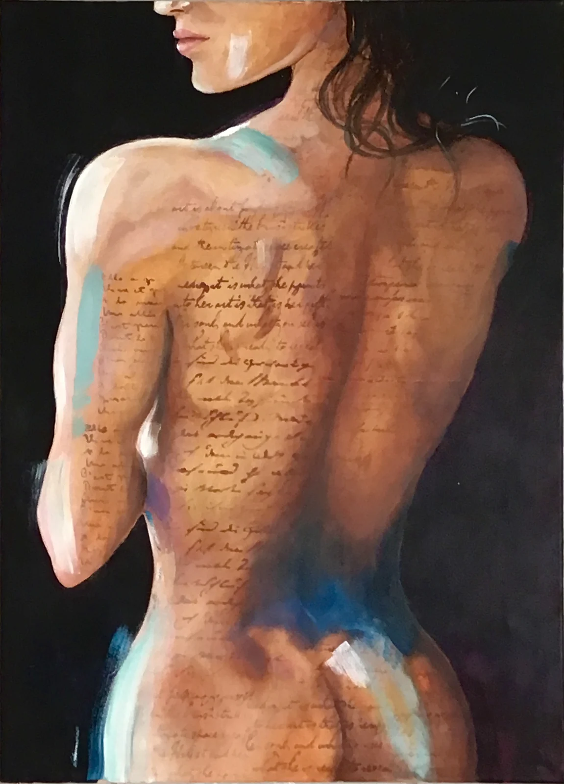 Akrylmålning Written on Her skin av Pernilla Sergel