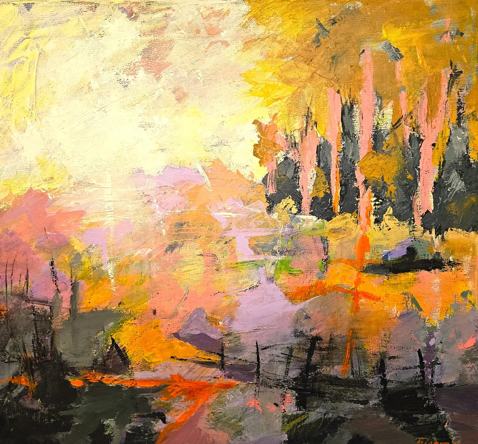 Akrylmålning Bakom kullen av Eva Friskman