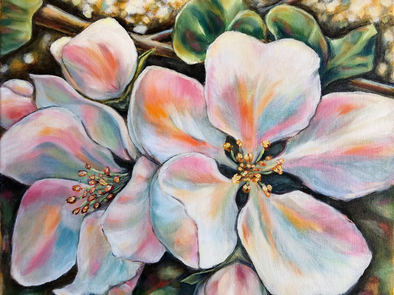 Oljemålning Äppelblom av Nina Wedborn