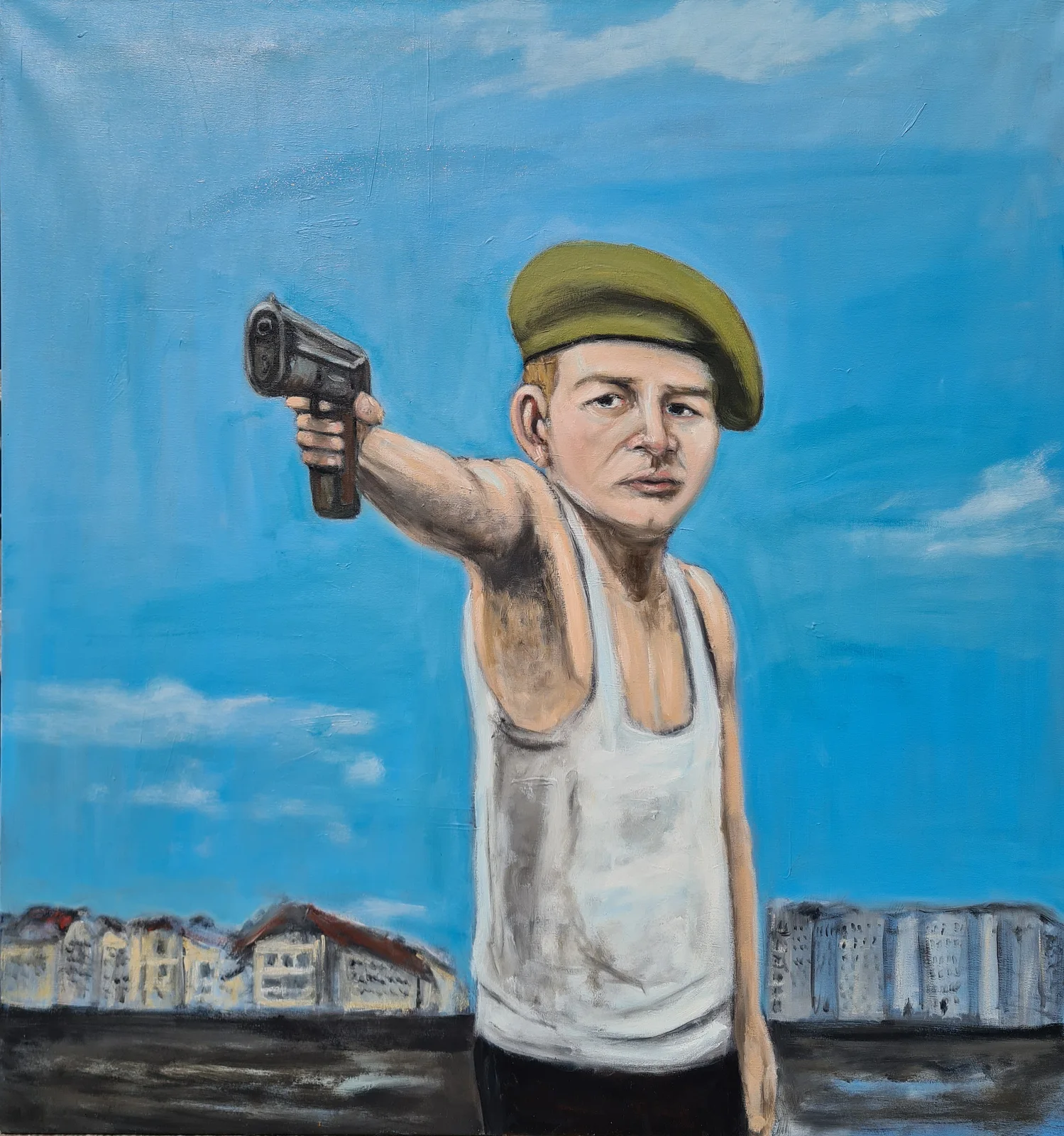 Oljemålning Bullet the blue sky av Irem Babovic