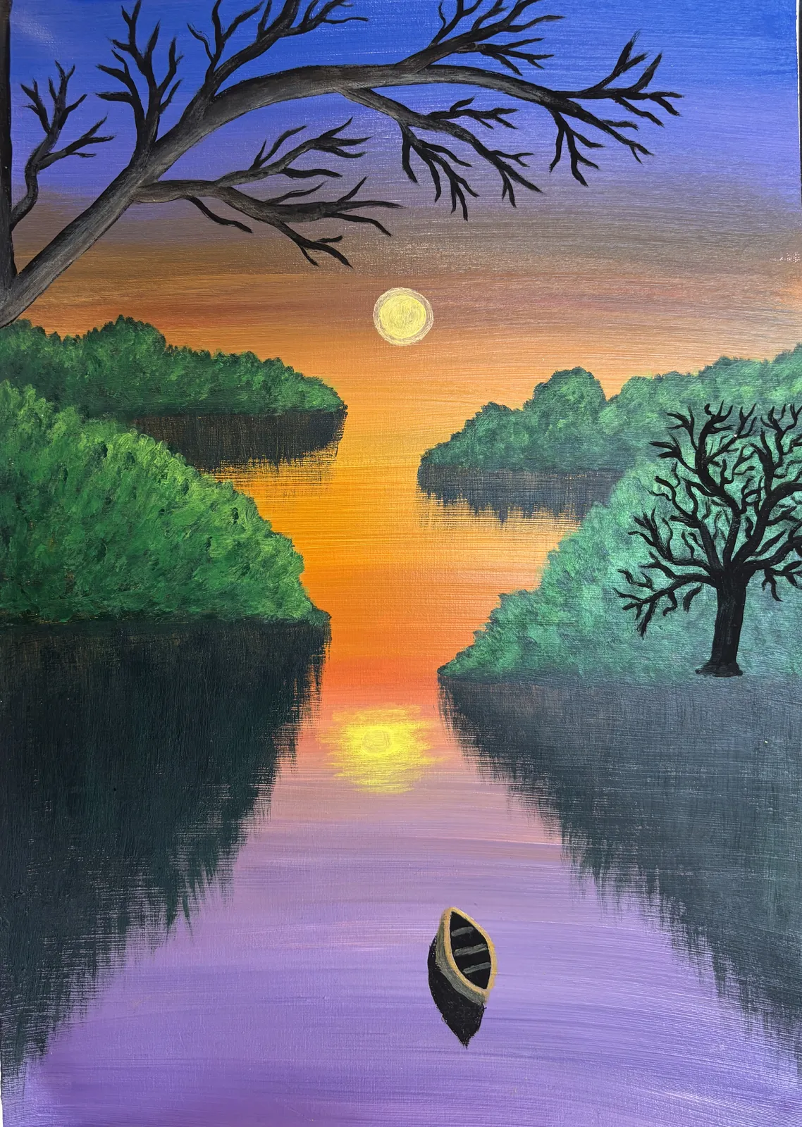 Akrylmålning Fridfull naturscen av Dusica Janicijevic