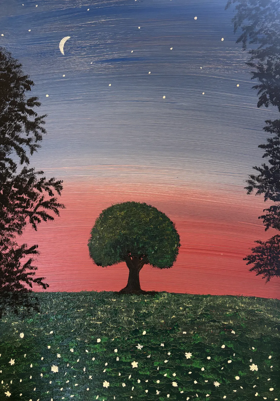 Akrylmålning Sommarträd av Dusica Janicijevic