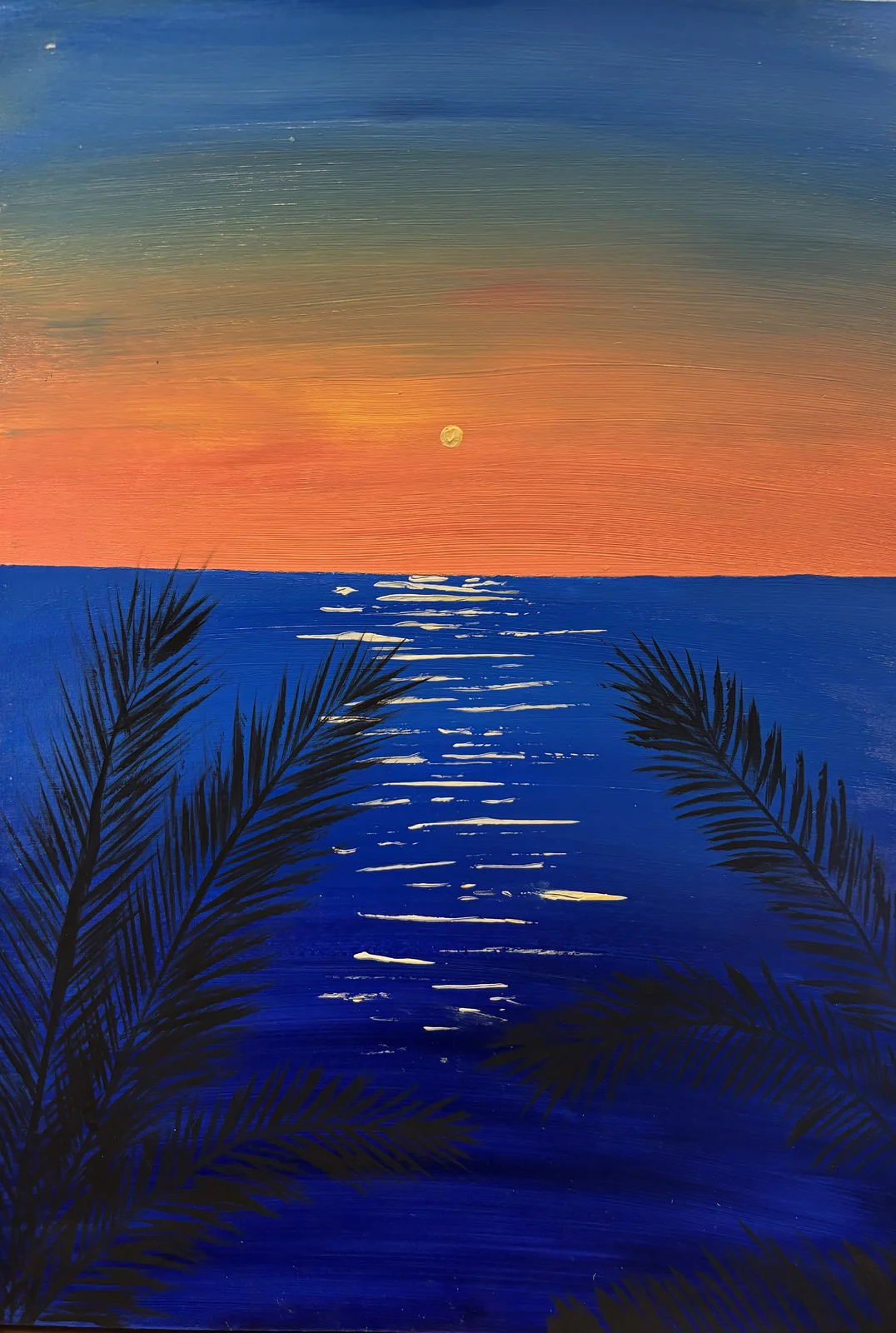 Akrylmålning Solnedgång över havet av Dusica Janicijevic