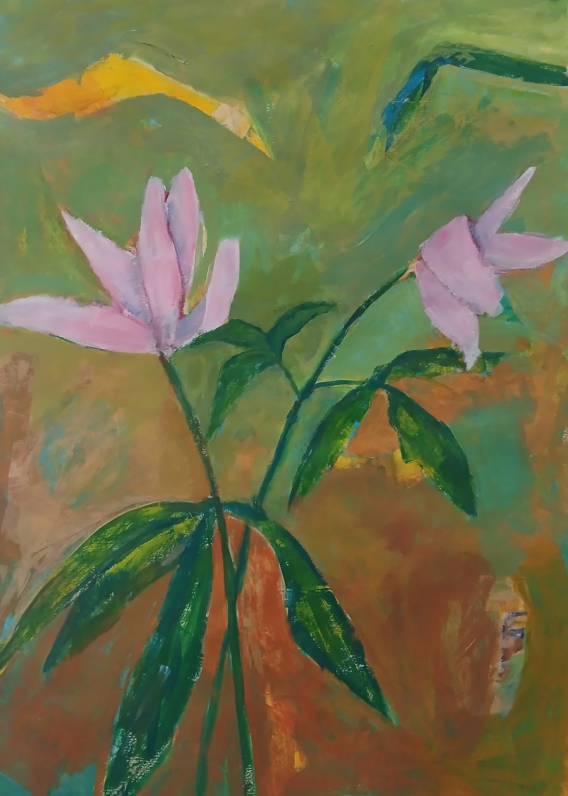 Akrylmålning Vitsippor av Lena Sandberg