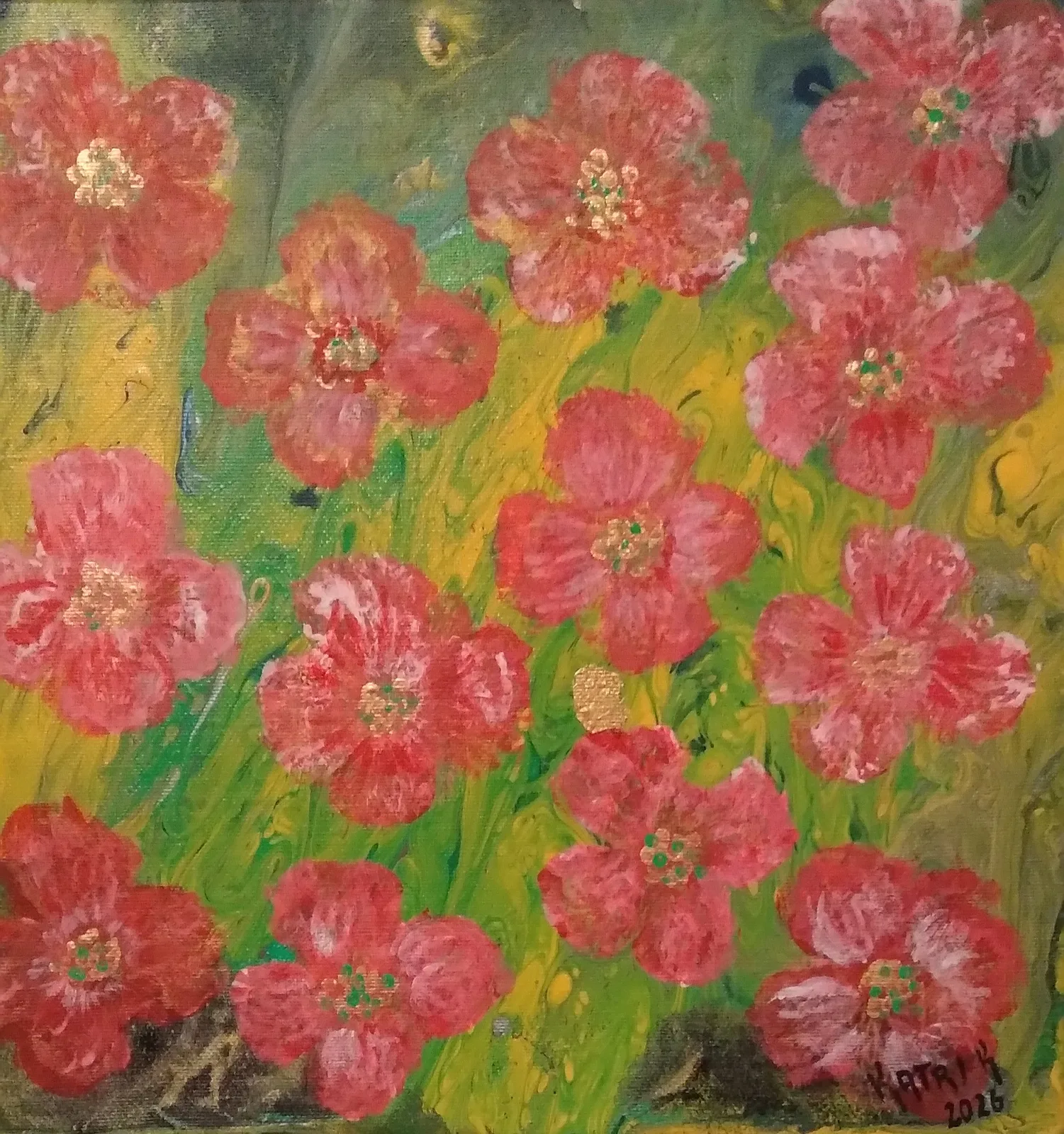 Akrylmålning Äng av Katri Kettunen