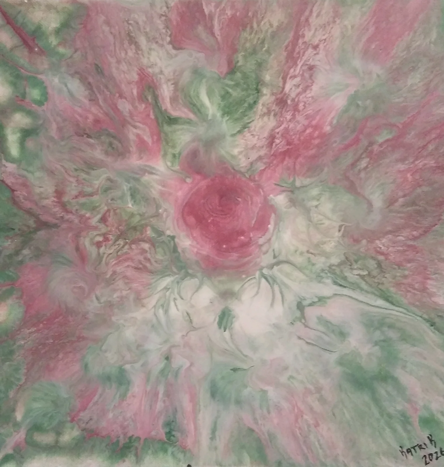 Akrylmålning Rosen av Katri Kettunen