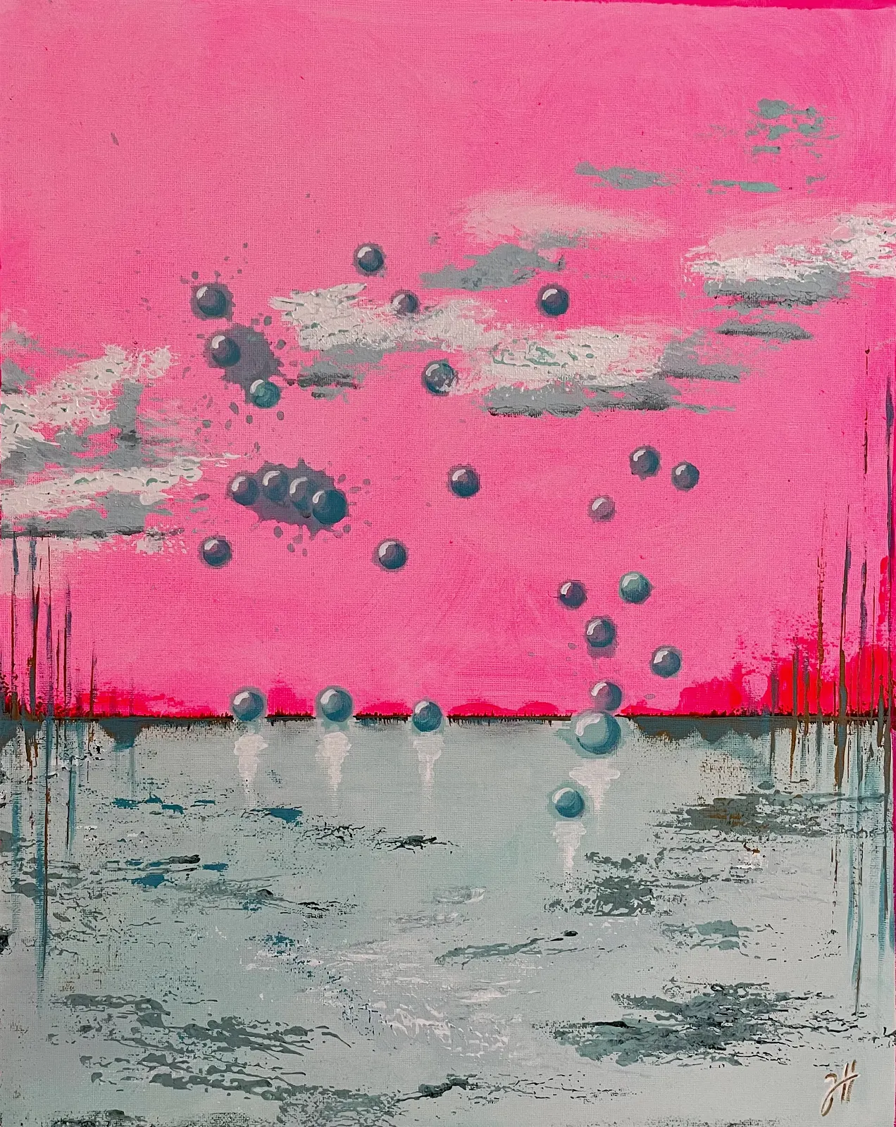 Akrylmålning Turqouise Bubbles II. av Judit Hedelius