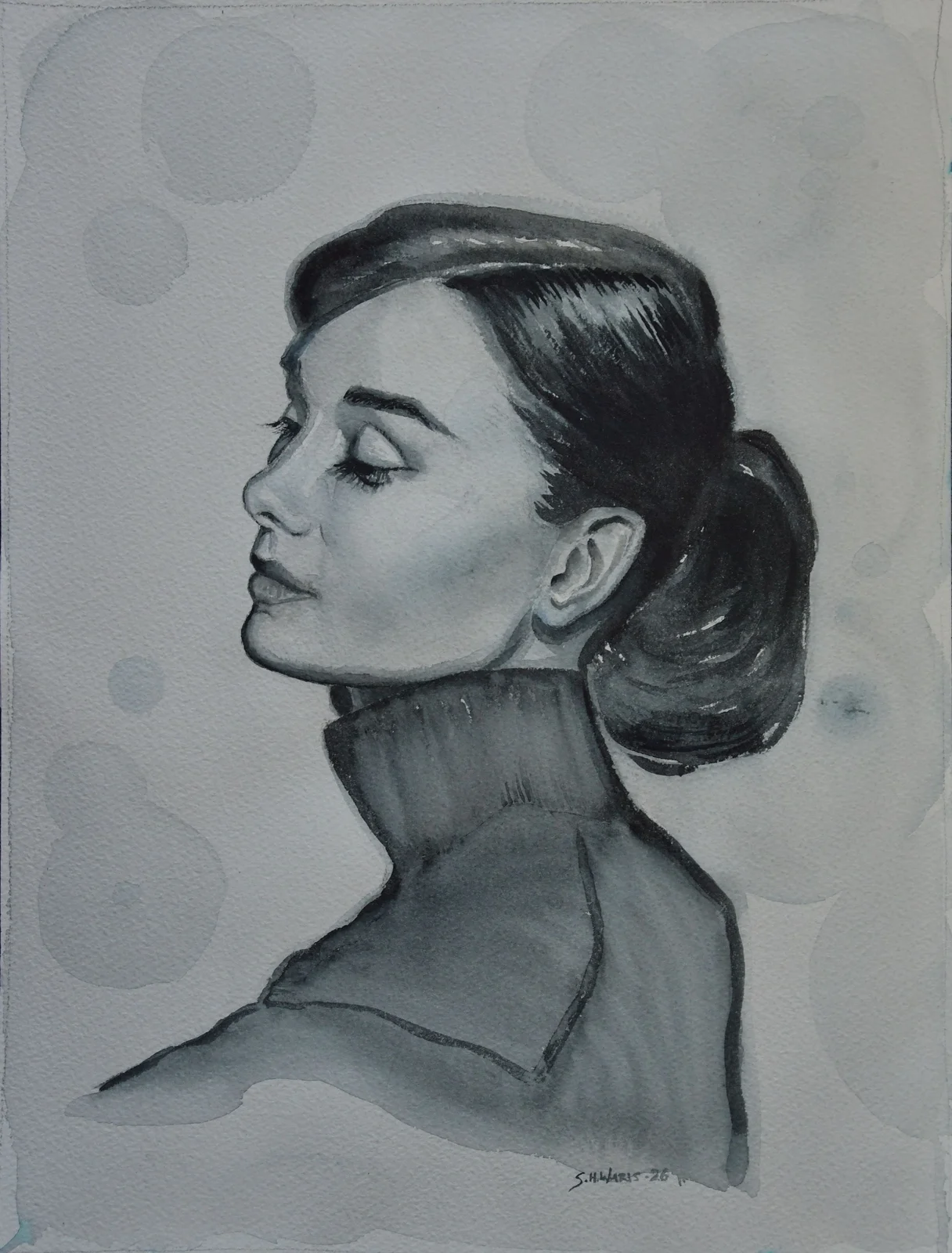 Akvarell Audrey av Susanna Holmén Waris