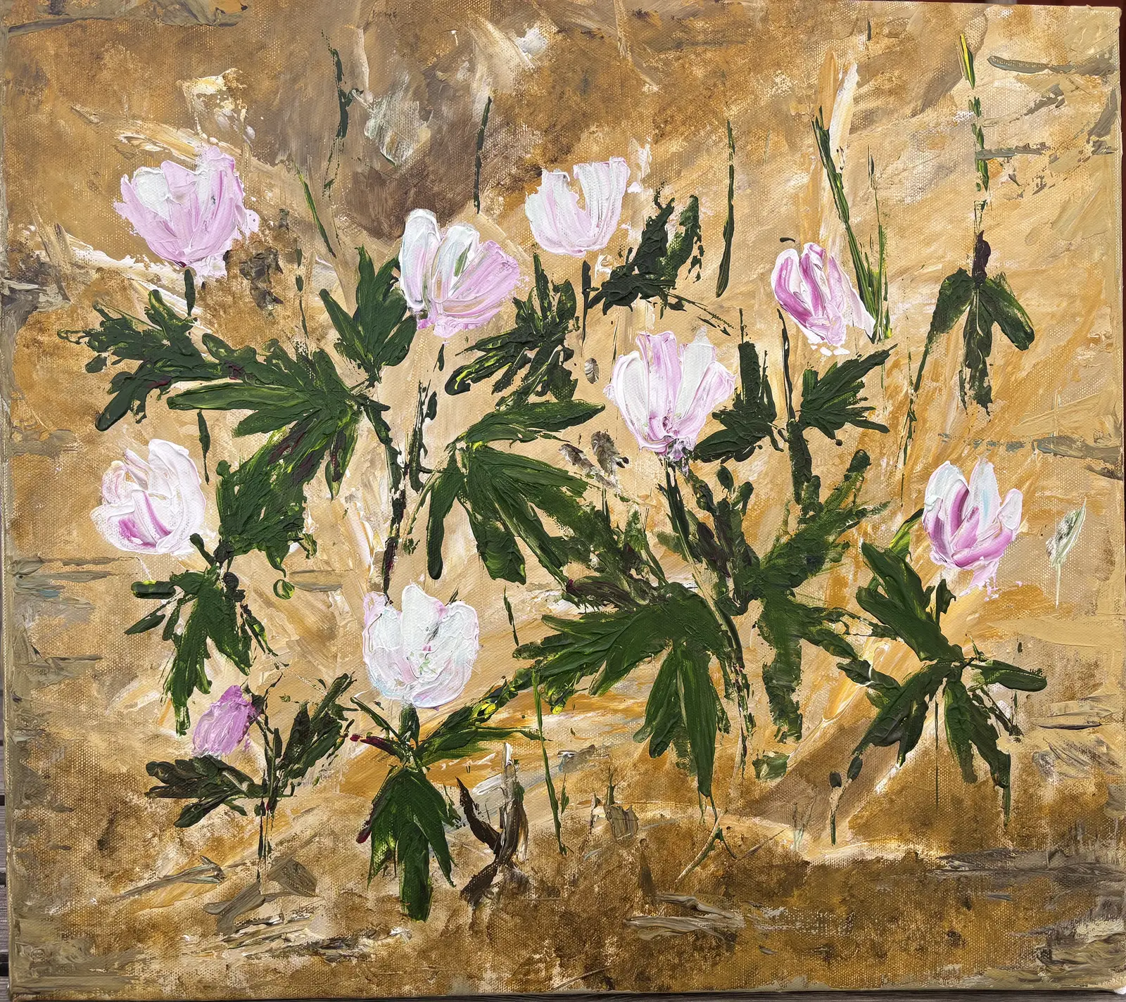 Akrylmålning Vitsippsfnitter av Marie Eriksson Osborne