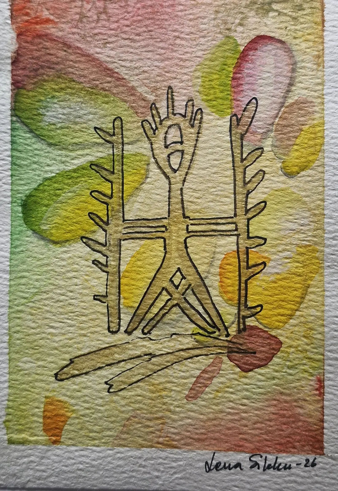 Akvarell Samiska tecken av Lena Sikku