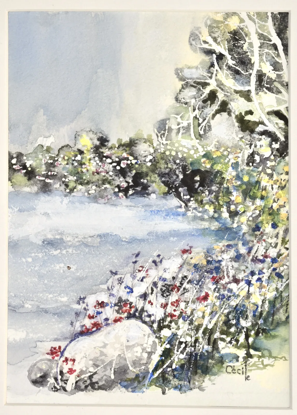 Akvarell Sol i Viken, Skärgården av Cécile Hansson